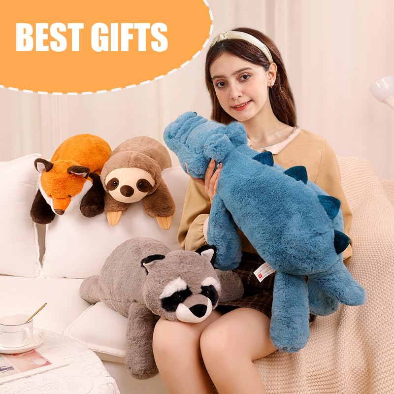 ELAINREN Realistic Brown Raccoon Plush Toy - Ultra Soft Large Stuffed Animal Pillow (23.6 Inches) - Perfect for Cuddling, Home Decor, and Gift Giving