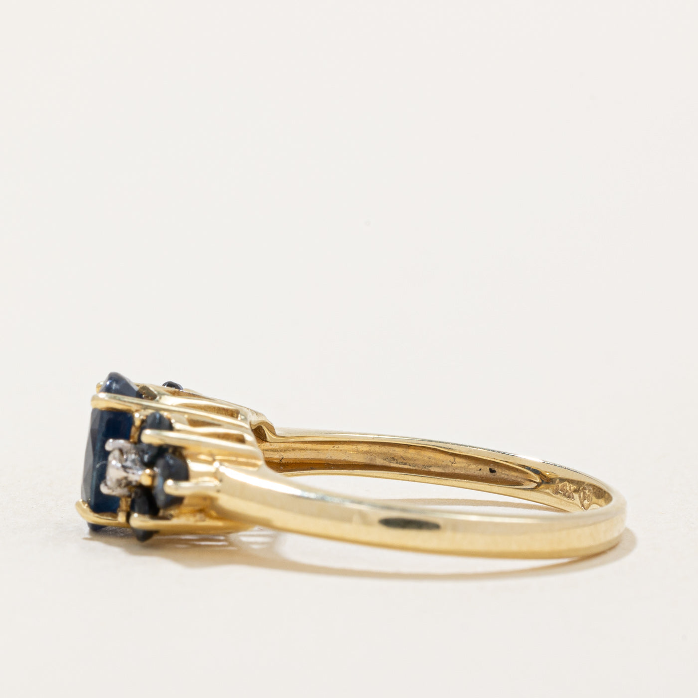 1.36ctw Sapphire & Diamond Cocktail Ring for Women - 0.05ctw Diamond Accents - Size 6 - Elegant Evening Party Jewelry Gift