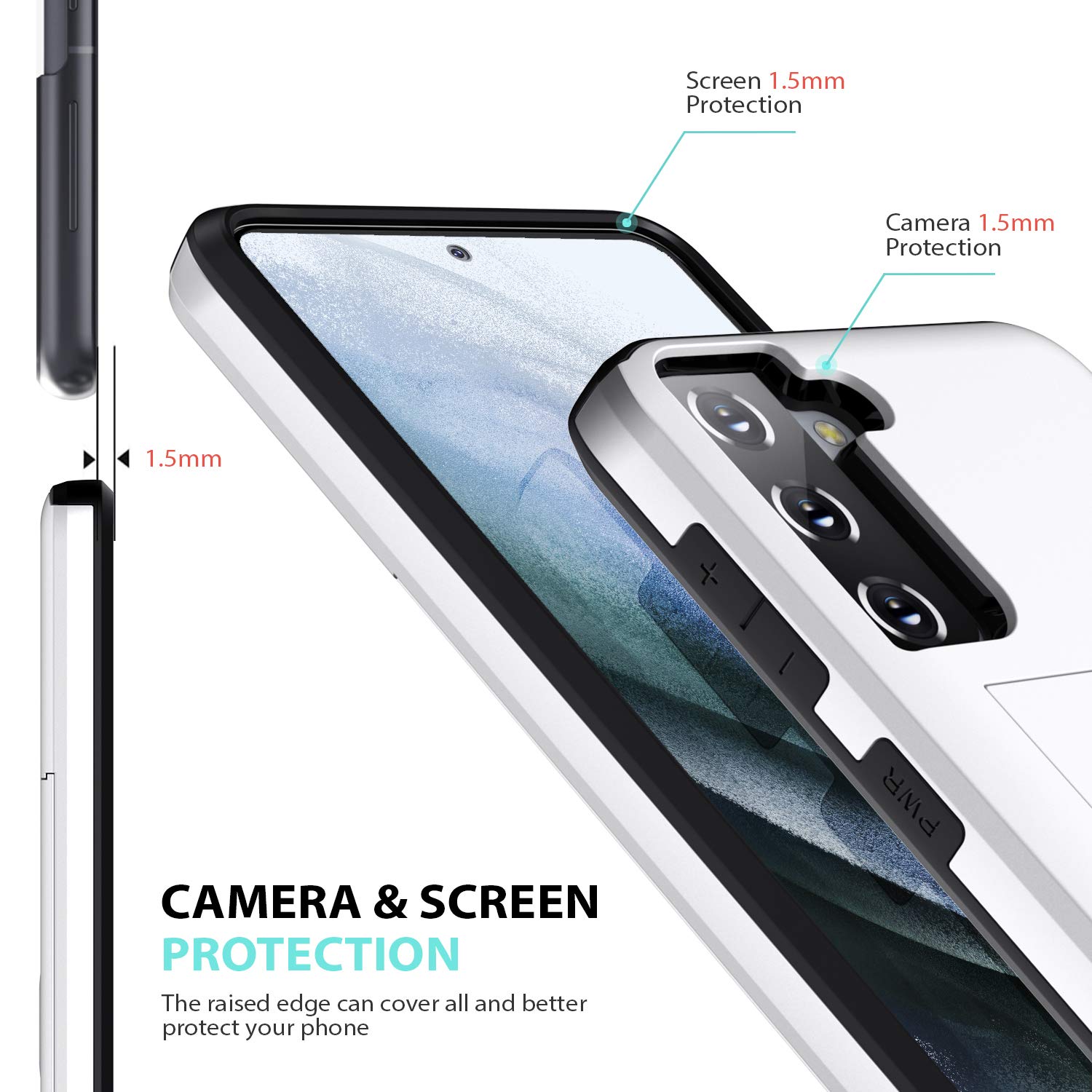 Premium Zuslab Wallet Case for Samsung Galaxy S21 Plus 5G - Slim Protective Phone Cover with Card Holder, Shockproof & Anti-Scratch Design [2-Pack White] - Perfect for Everyday Use, Travel & Business Professionals