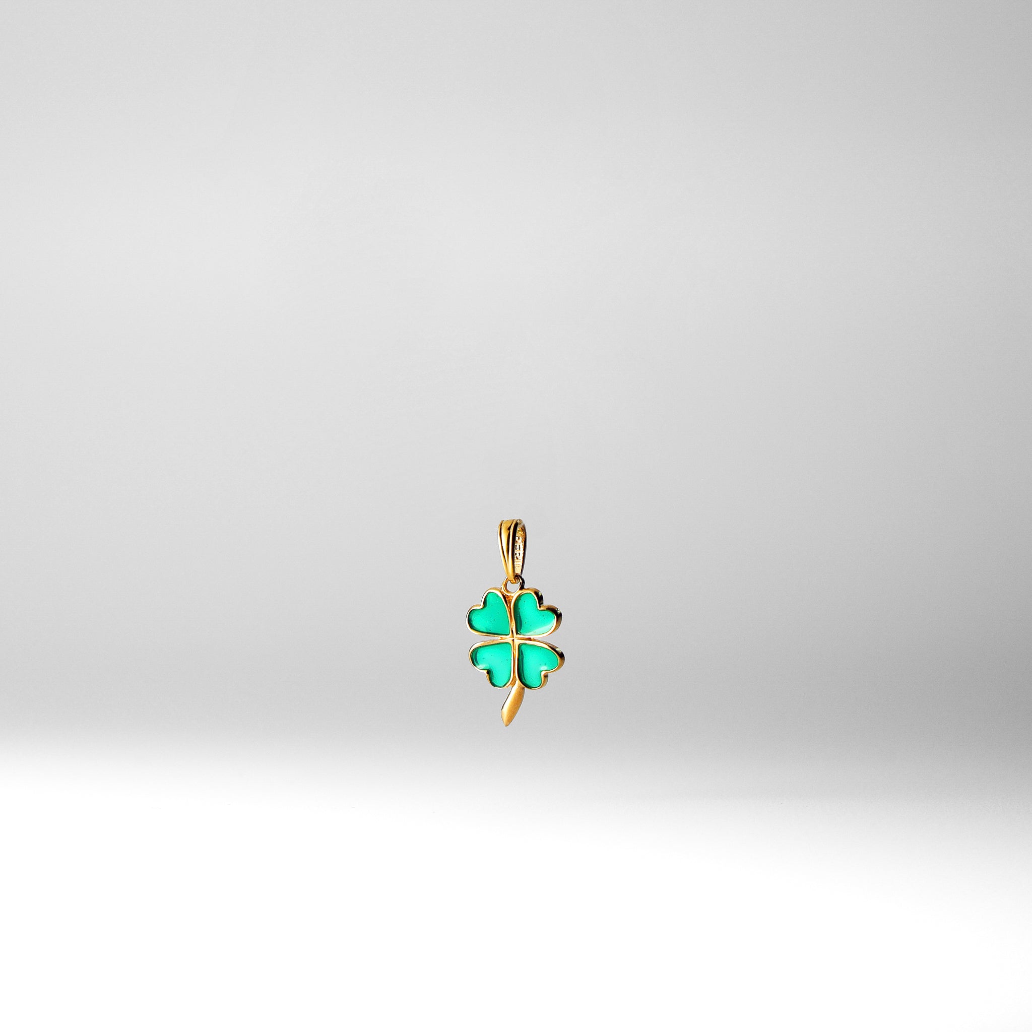 14K Gold Green Enamel Four Leaf Clover Charm Pendant - Model K4097 | Irish Jewelry for Good Luck & St. Patrick's Day Gifts