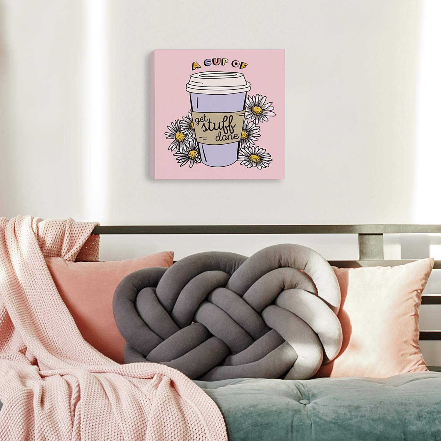 RoomMates Get Stuff Done Coffee Canvas Wall Art - Motivational Office Decor for Coffee Lovers, Home & Workplace Inspiration