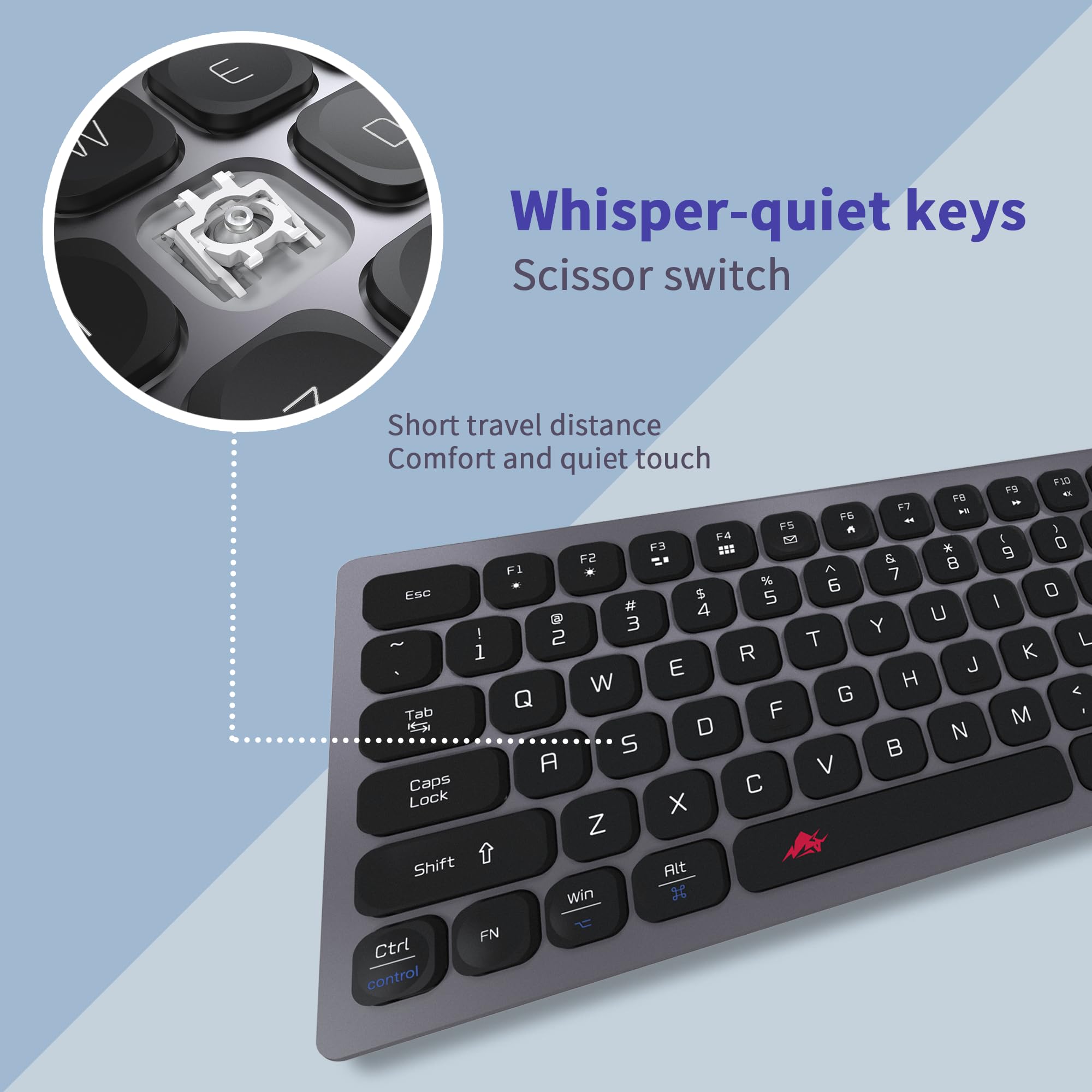 Slim USB Keyboard for Mac & Windows - Space Gray | Office & Gaming Use