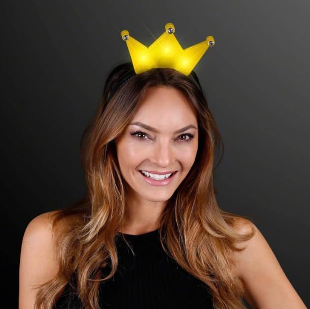 LED Light Up Princess Tiara Headband - Flashing Halloween Crown for Costume Parties, Birthday Celebrations & Festive Events | Glow in the Dark Party Accessories for Women & Girls