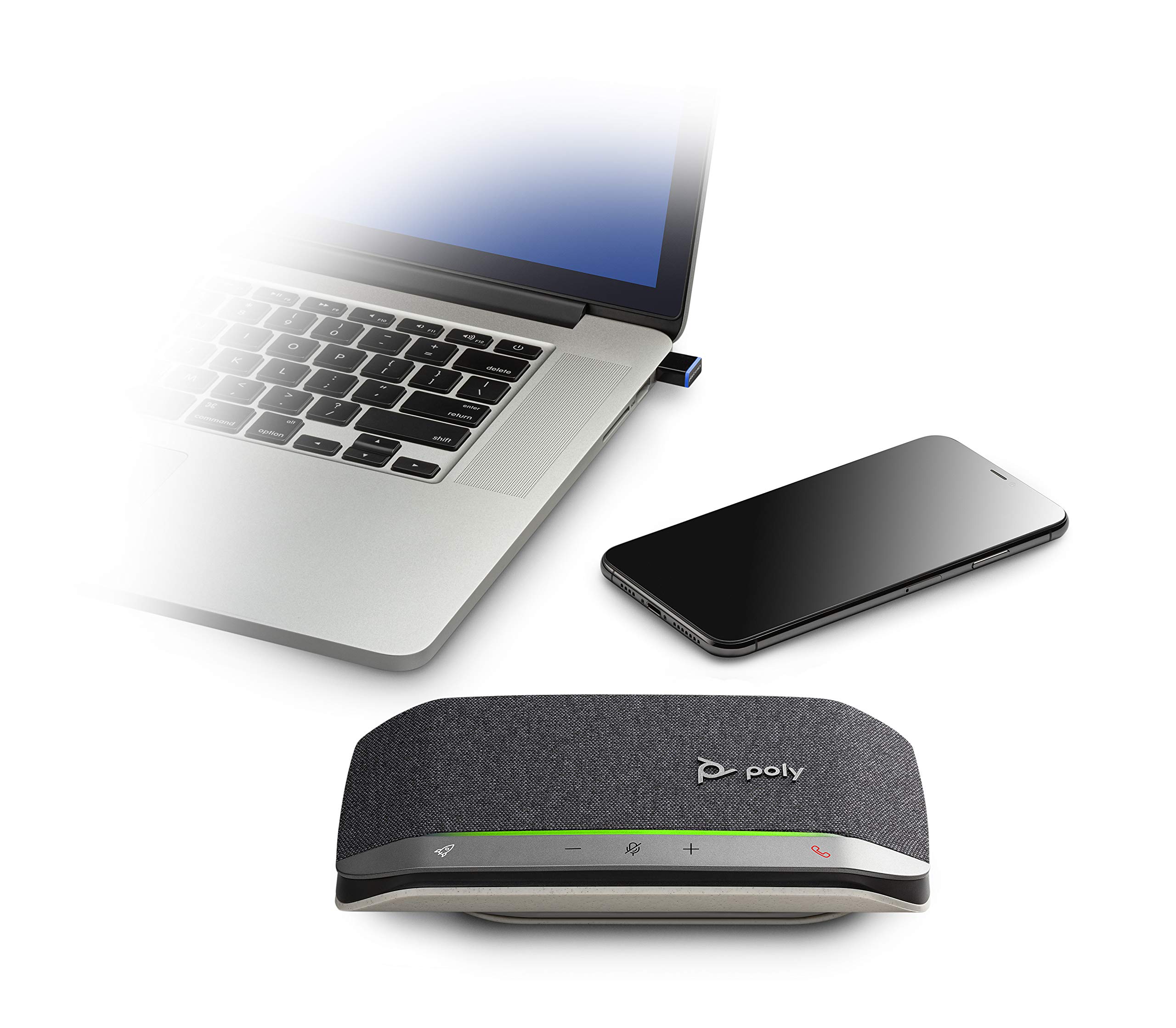 GTW Bundle with Poly SYNC 20+ USB-C Bluetooth Speakerphone - Wireless Conference Speaker with Dongle & Charger for Zoom, Webex, Google Meet, Microsoft Teams - Perfect for Home Office, Remote Work, Online Classes & Video Conferencing