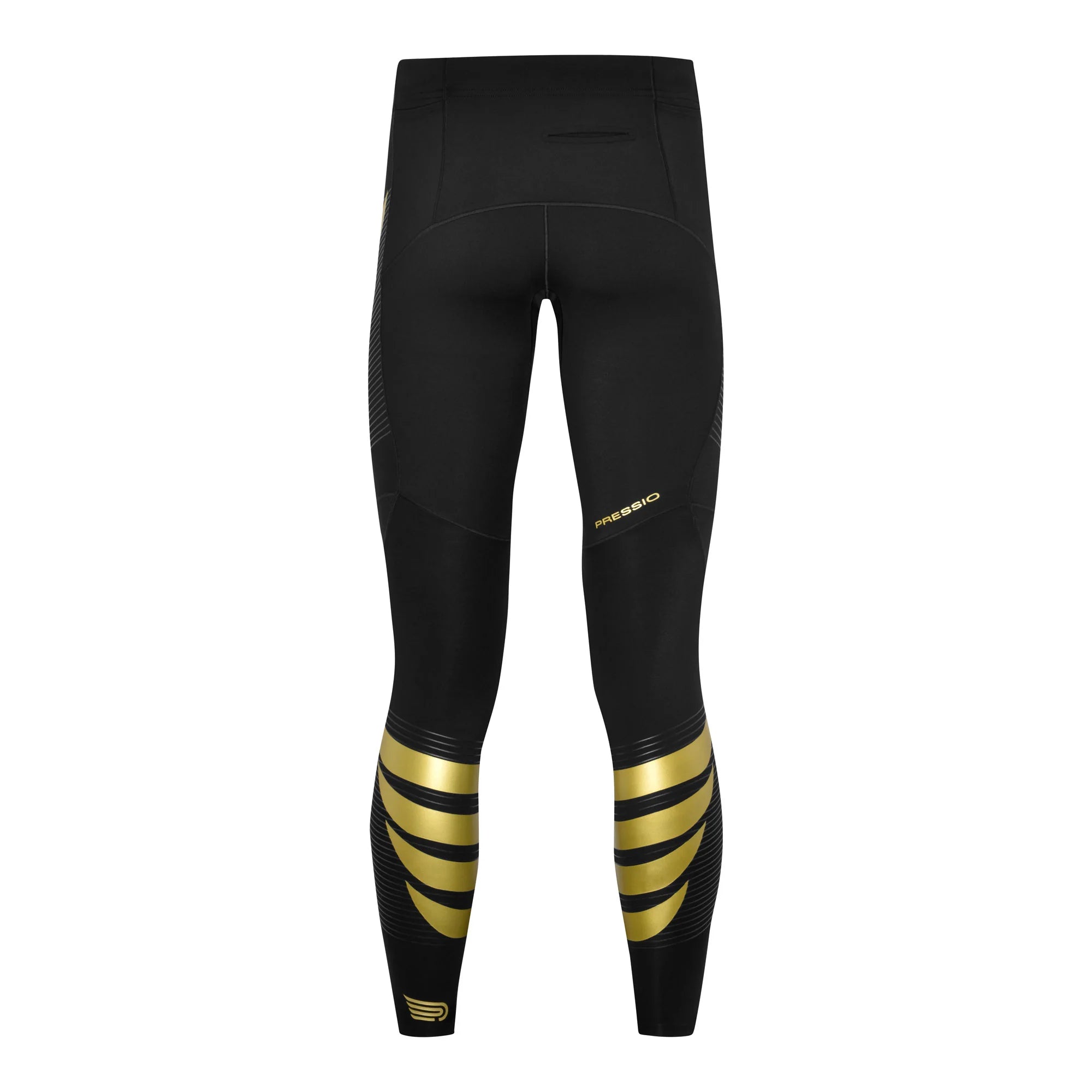 Pressio Men's Power Tight Black Gold - High Performance Compression Pants for Running, Gym & Workouts