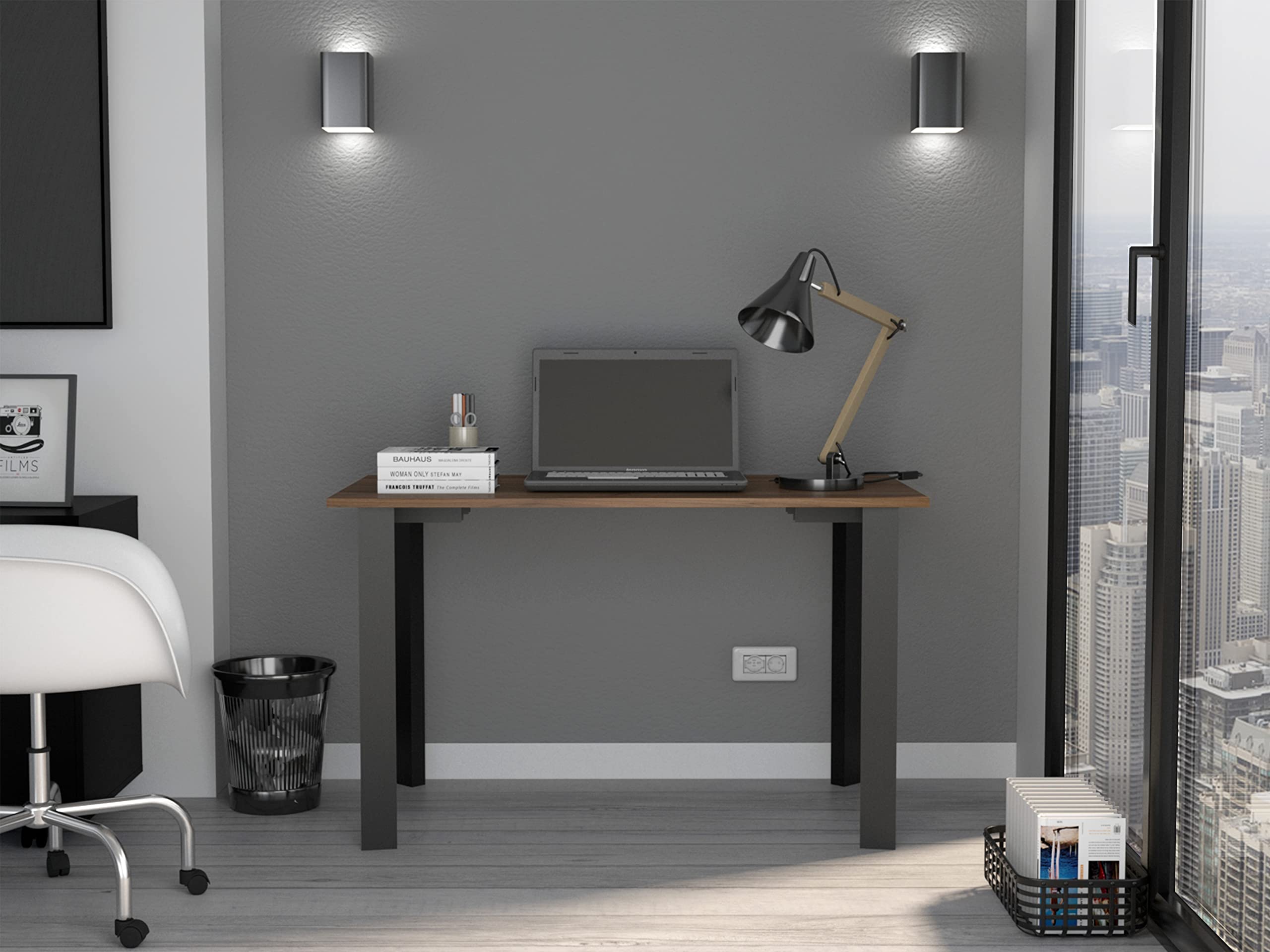 Portable Mahogany Writing Desk with 4 Sturdy Legs - Compact Home Office Desk for Study, Work & Small Spaces