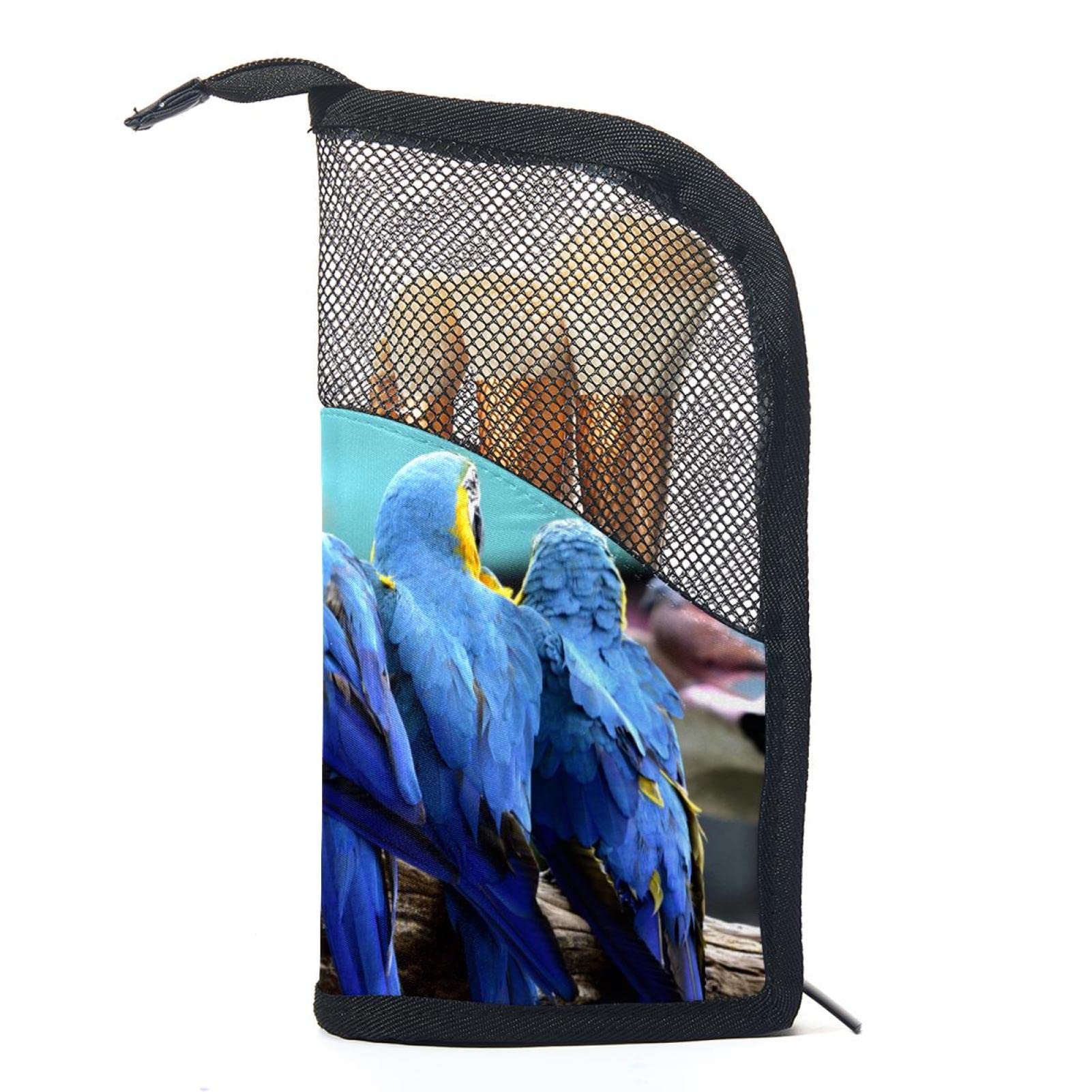 12-Piece Makeup Brush Organizer Bag with Portable Holder Case - Blue Parrot Tropical Design for Travel & Home Storage | Perfect Cosmetic Brush Set for Makeup Artists & Beauty Enthusiasts