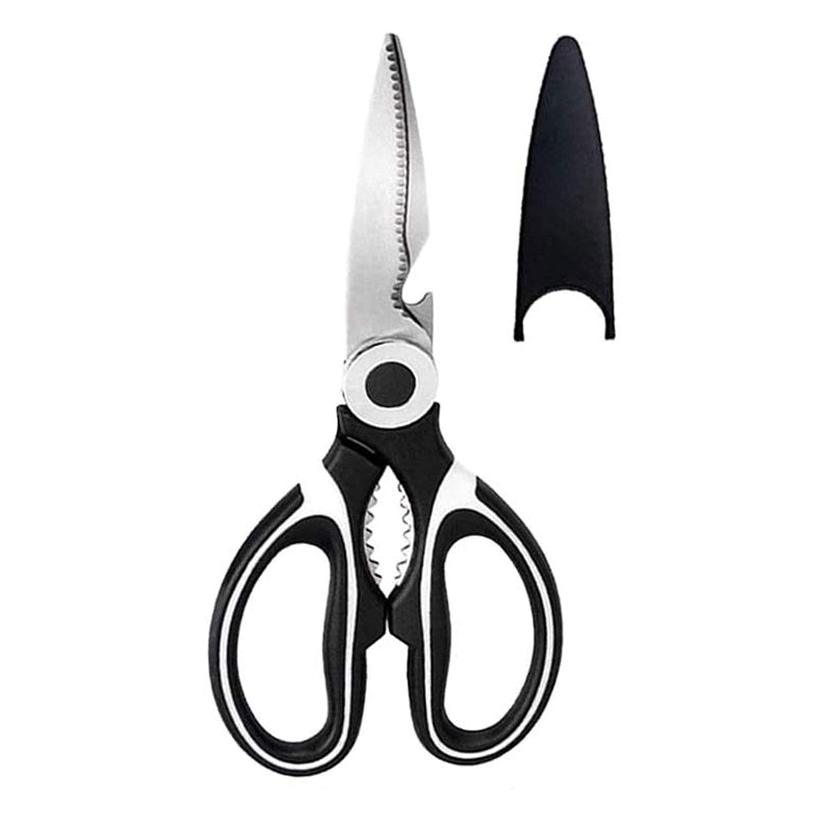 Premium WBDZ All-Purpose Kitchen Shears - Heavy Duty Poultry, Herb & Meat Scissors for Chicken, Fish, Vegetables - Korean Grill & BBQ Multi-Functional Cooking Shears - Essential Kitchen Tools & Gadgets (Black) - Perfect for Meal Prep, Butchering & Food Processing