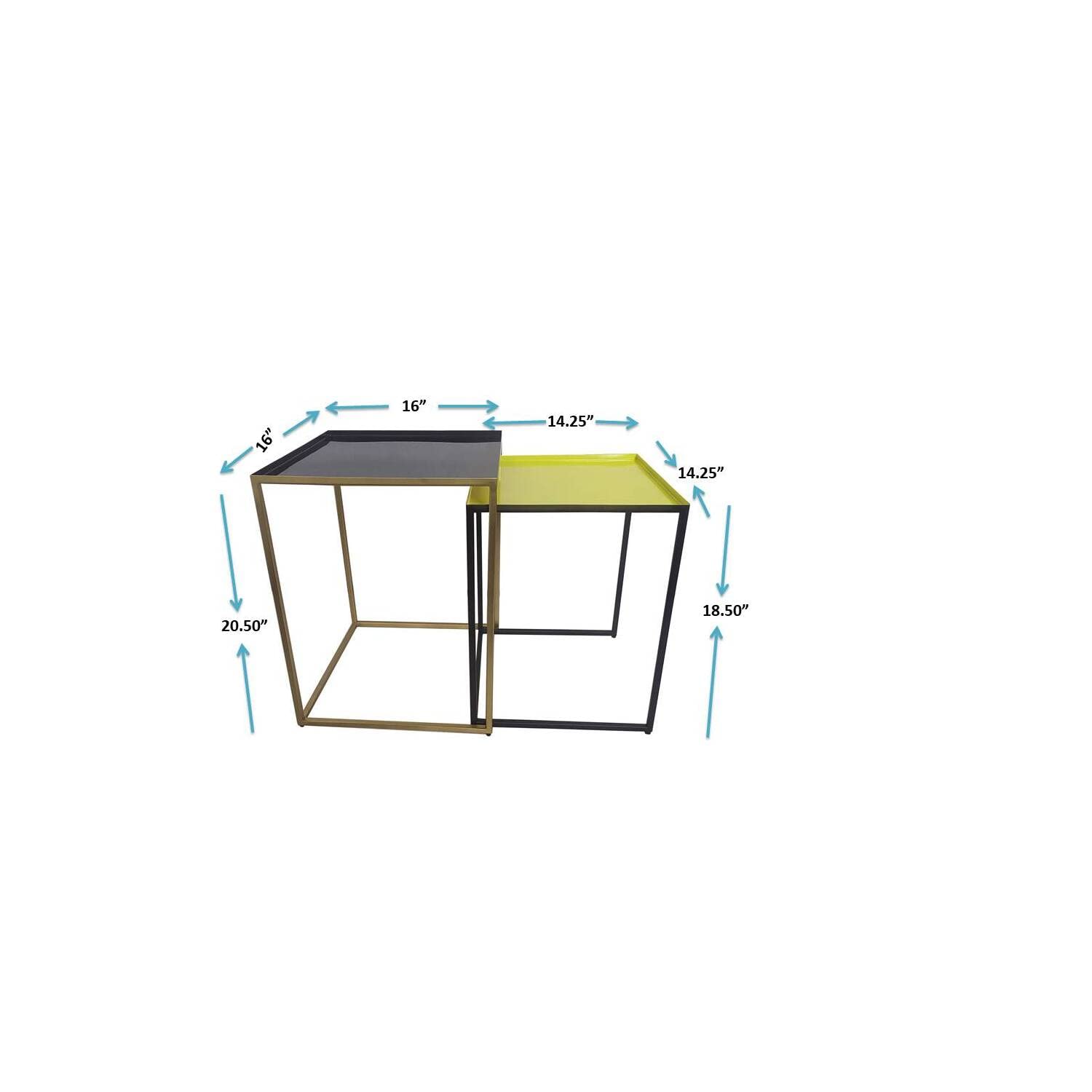 Noble House Cosmic Metal Nesting Tables - Square Set of 3, Modern Side End Tables for Living Room, Bedroom, or Office - Space-Saving Design