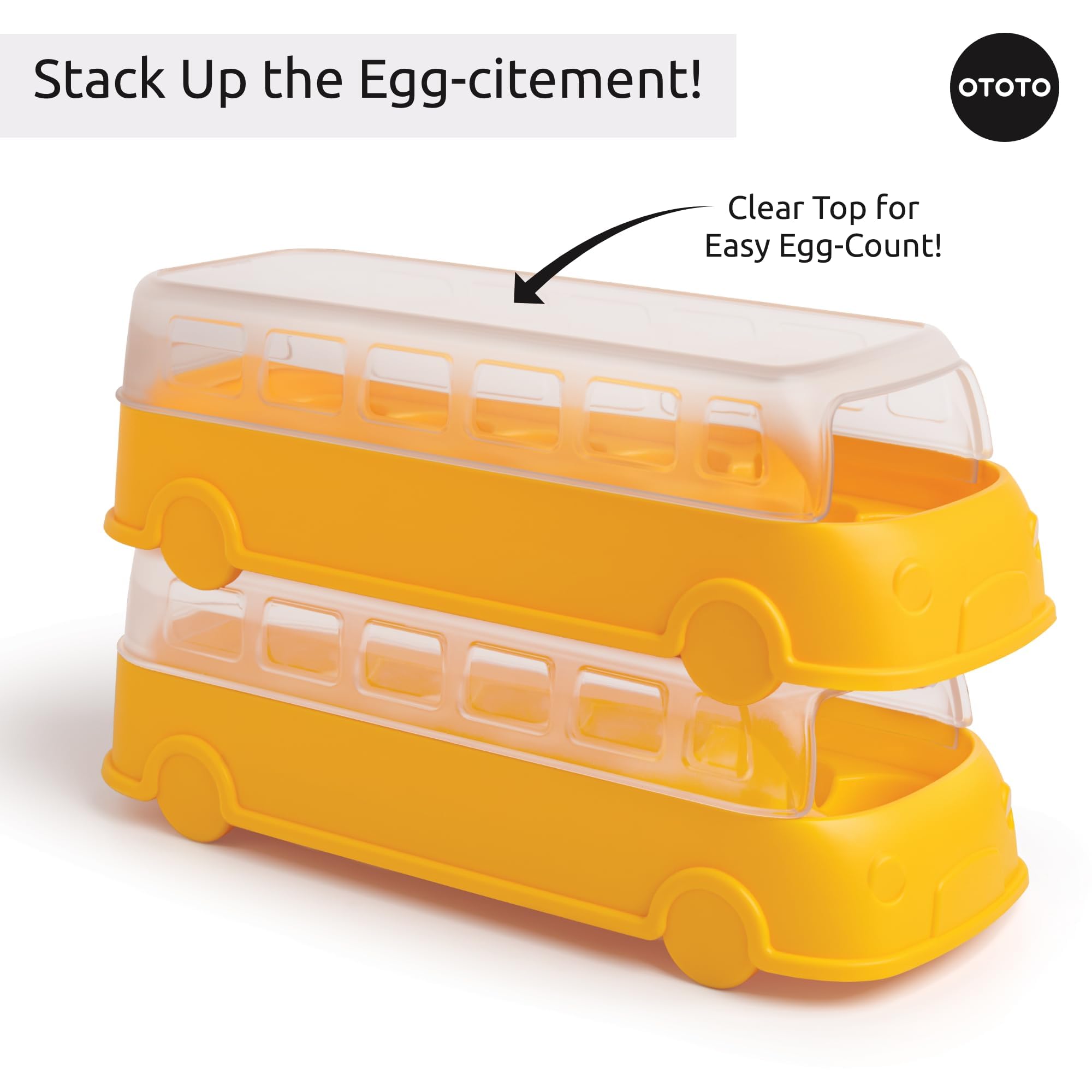 OTOTO Scrambled Bus 12 Egg Holder - Refrigerator Egg Storage Container, Cute Kitchen Organizer & Unique Cooking Gadget - Perfect for School Bus Themed Gifts, Breakfast Meal Prep & Fun Kitchen Decor