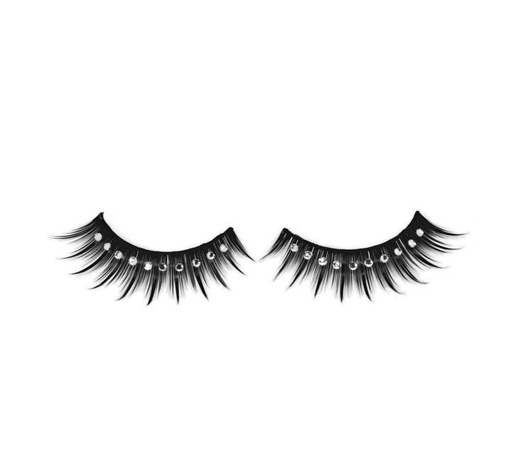 M30 Dramatic False Eyelashes with Clear Rhinestones - Glamorous & Long-Lasting for Parties, Weddings & Special Events