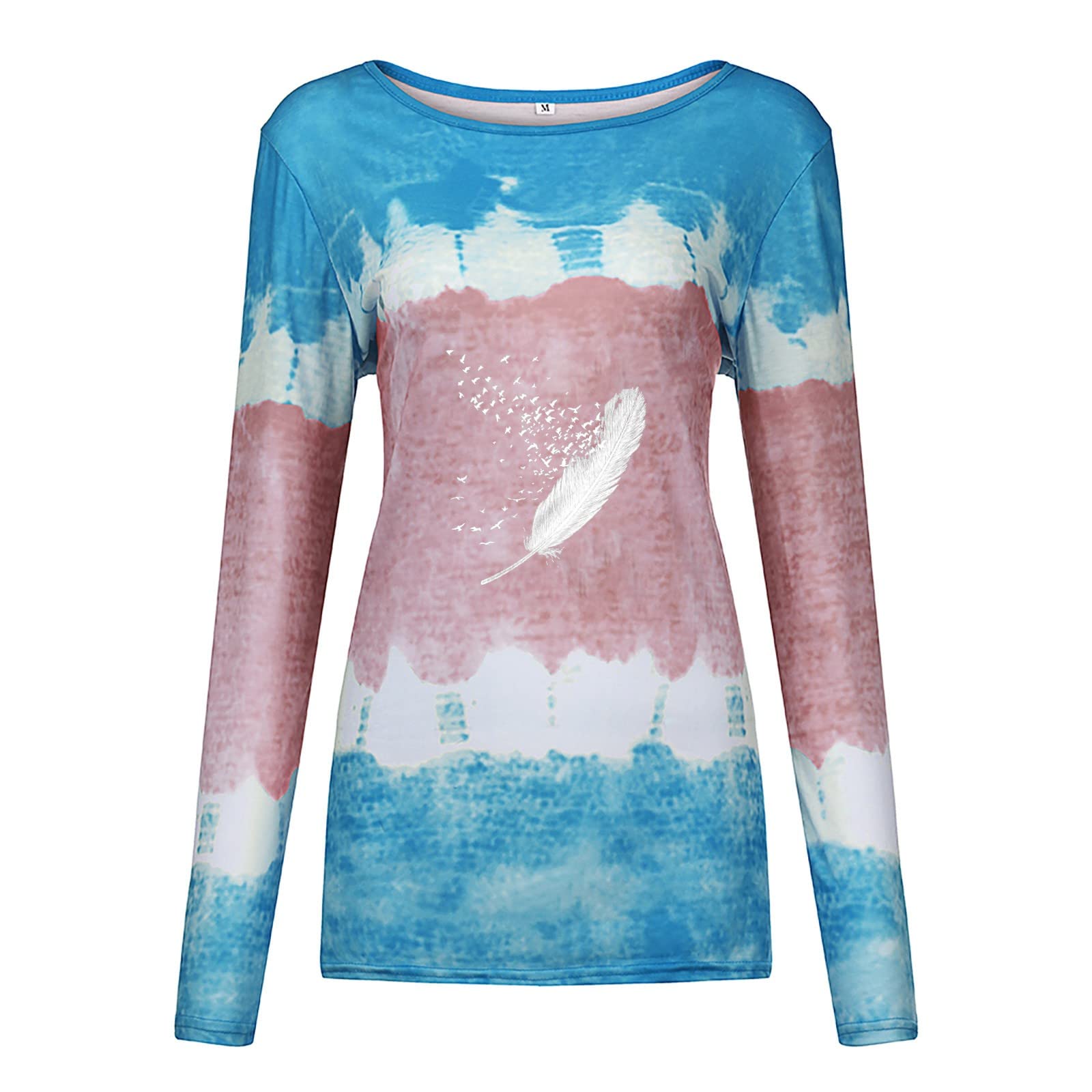 Women's Printed Tie Dye Long Sleeve Crew Neck T-Shirt - Casual Going Out Top for Ladies (Sizes S-2XL) | Perfect for Parties, Dates & Everyday Wear