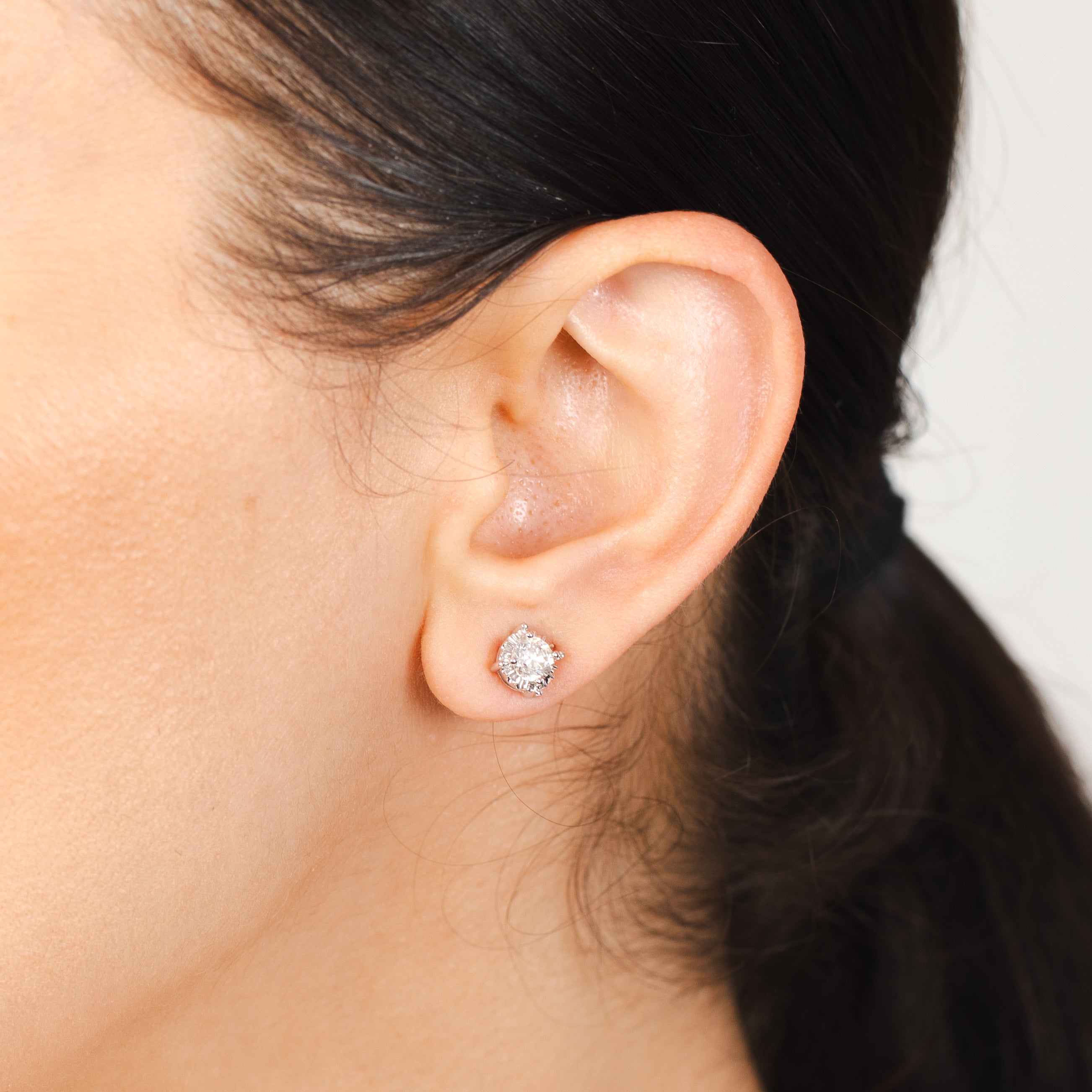 9ct White Gold 1 Carat Diamond Solitaire Stud Earrings with Disc Setting - Perfect for Weddings, Anniversaries & Special Occasions