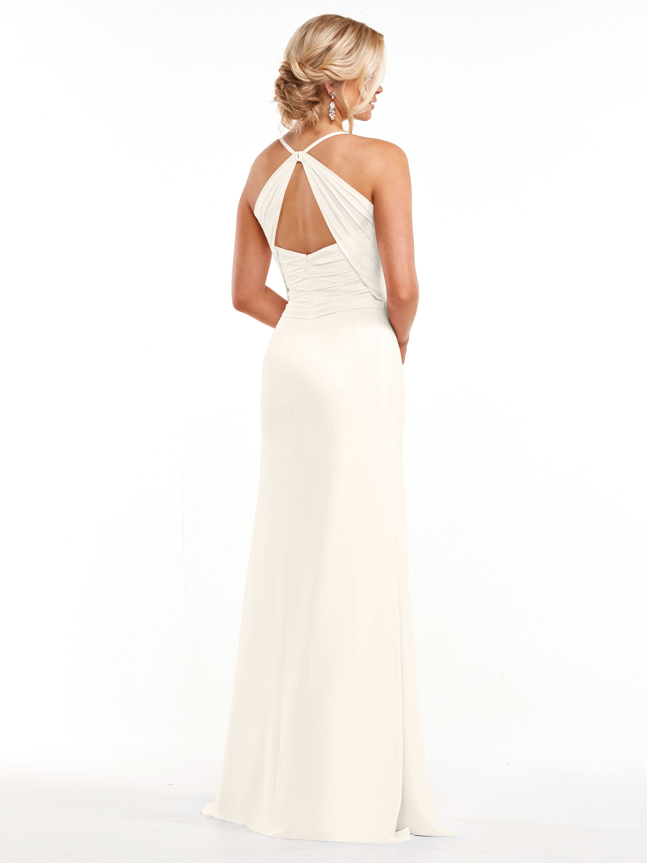 Elegant A-Line Chiffon Bridesmaid Dress with High Slit - 80167 | Flowy Wedding Party Gown for Formal Events & Special Occasions