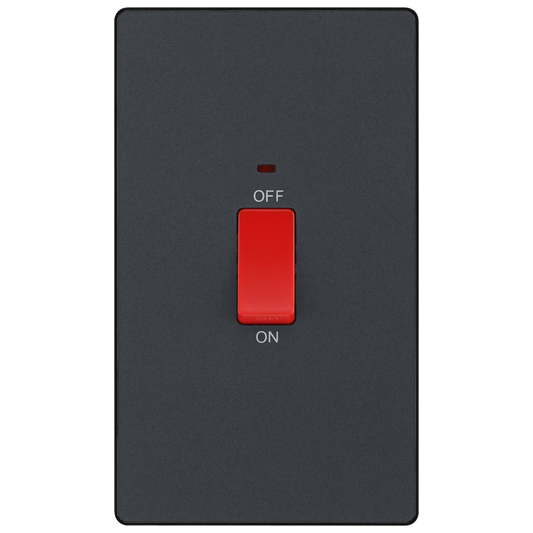 BG Evolve Matt Grey 45A Double Pole Switch with LED Indicator - PCDMG72B - Ideal for Commercial Buildings, Industrial Facilities, and Home Electrical Panels