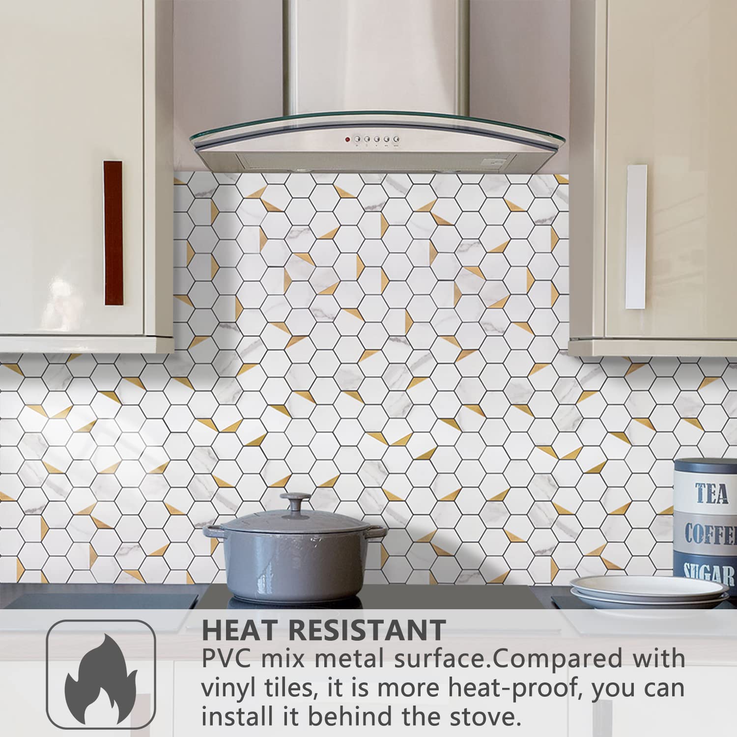 STICKGOO Peel and Stick Backsplash Tiles for Kitchen - 10-Pack Self-Adhesive Backsplash Tile Edge Trim - Easy DIY Kitchen Upgrade, Waterproof & Heat Resistant for Stove, Sink, and Countertop Protection