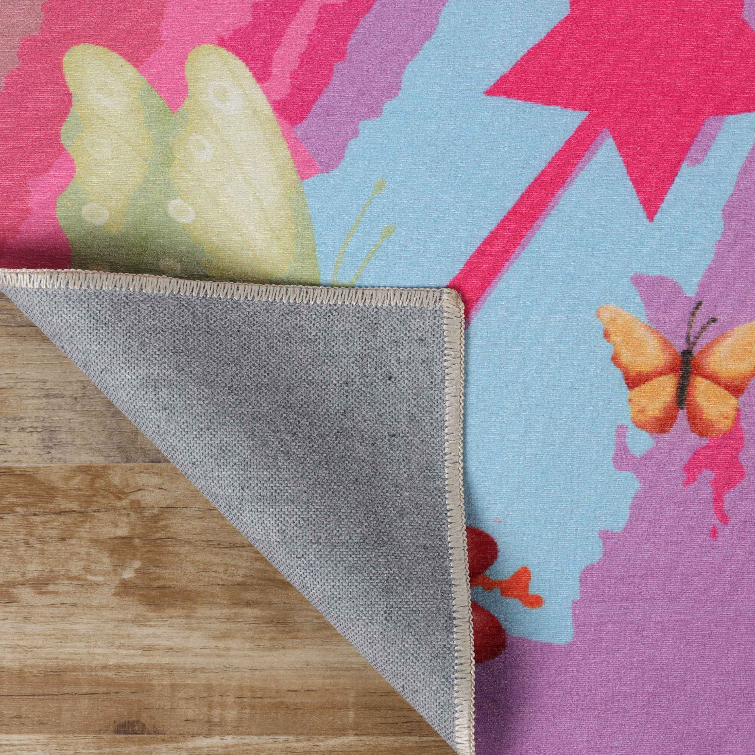 Non-Slip Butterfly Kids Playroom Rug - Washable Indoor Nursery Carpet for Safe Play & Learning Areas | Perfect for Toddler Rooms, Daycares & Play Spaces