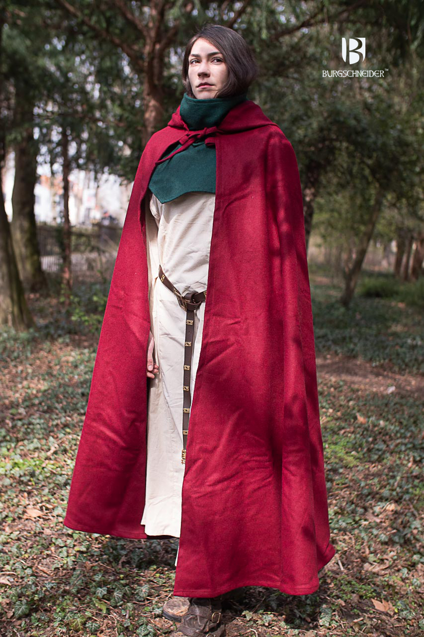 Wool Hooded Cloak for Women - Warm Winter Red Cape with Hood - Perfect for Renaissance Fairs, Cosplay & Cold Weather Outdoors