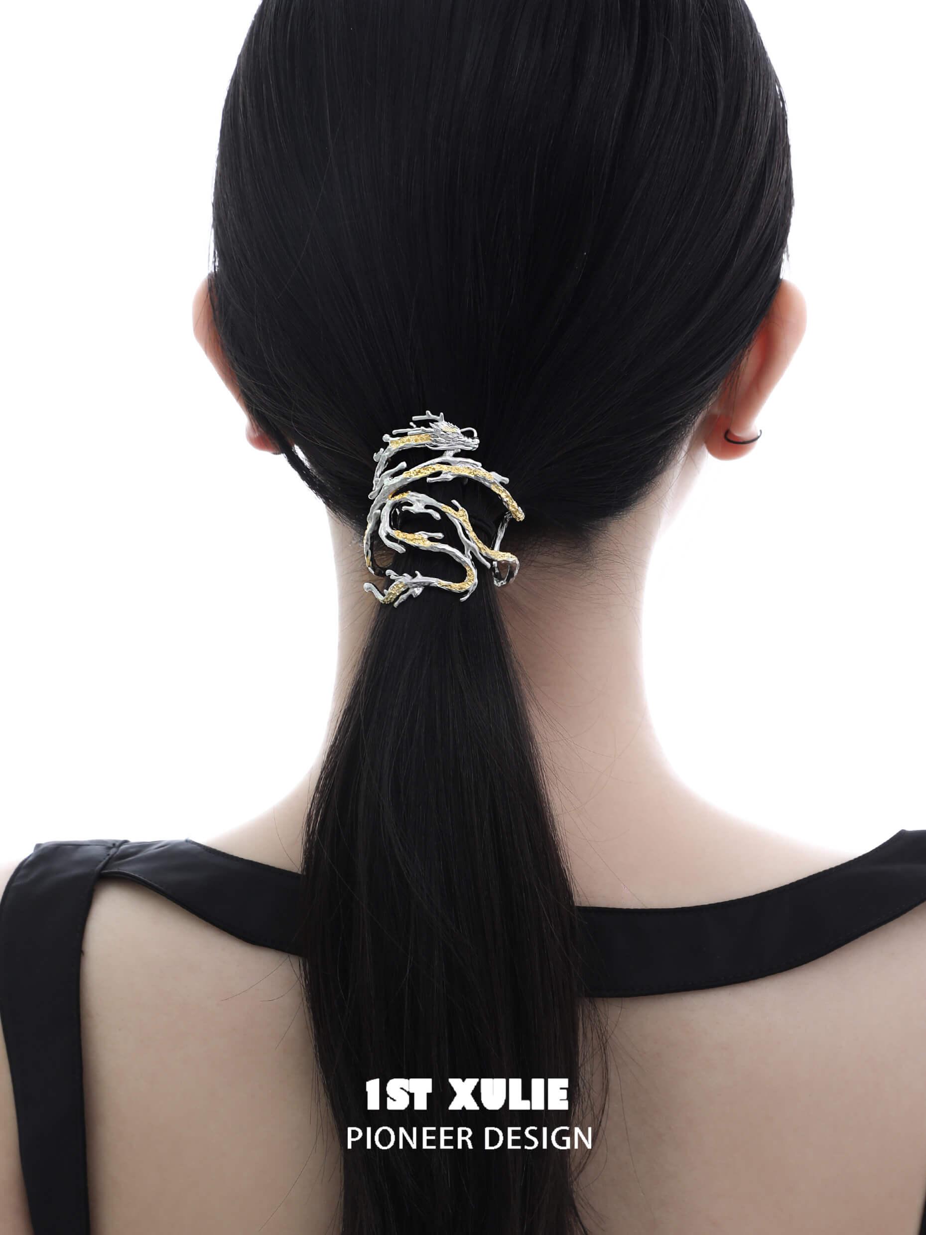 24K Gold & 18K Platinum Plated Dragon Hair Clips - Elegant Chinese Style Hair Accessories for Women, Weddings & Special Occasions