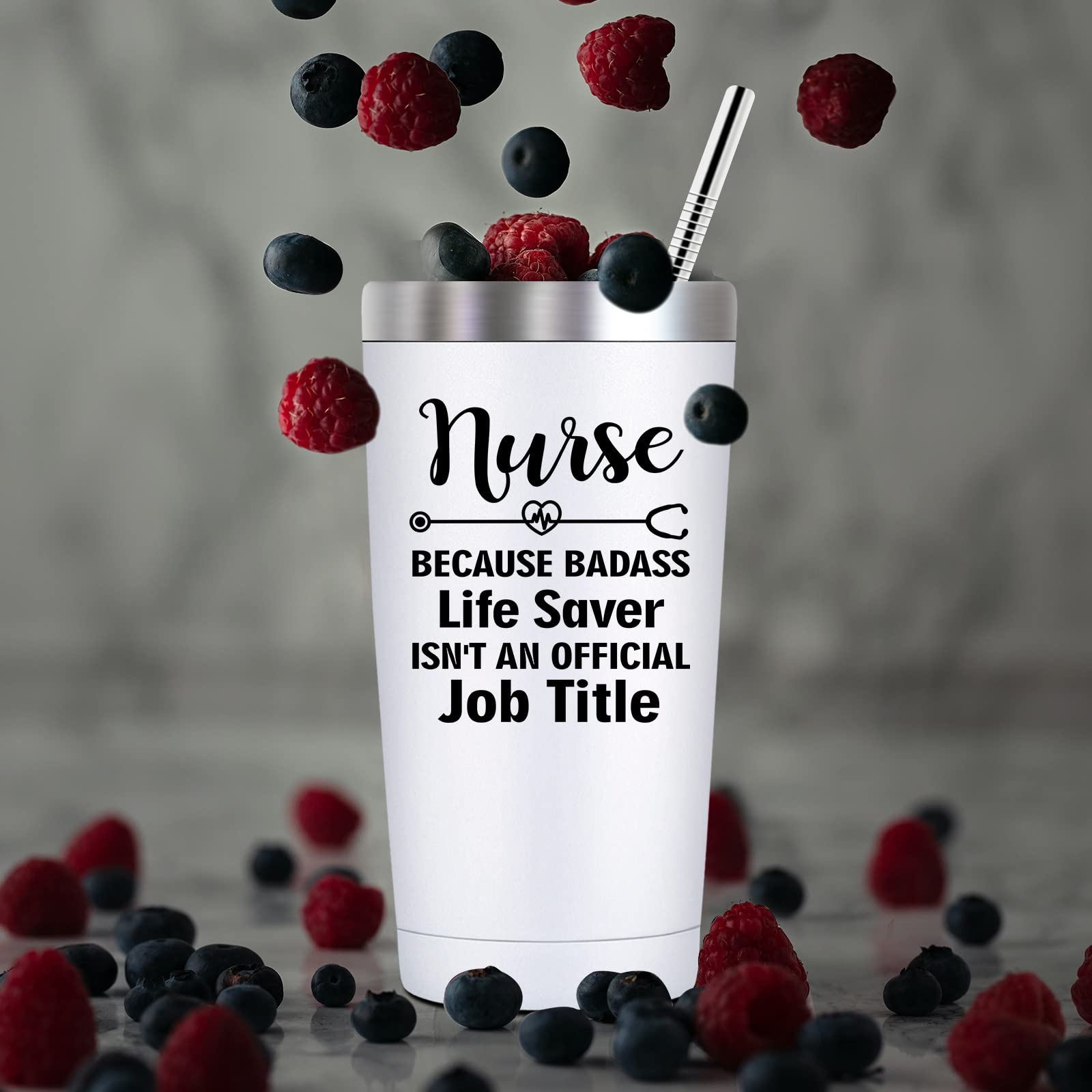 Premium Vacuum Insulation Tumbler Cup - Best Nurse Appreciation Gift for Women & Men - Ideal for Nurses Week, Christmas & Birthday - Keeps Drinks Hot/Cold for Hours - Perfect for Hospitals, Shifts & Outdoor Activities