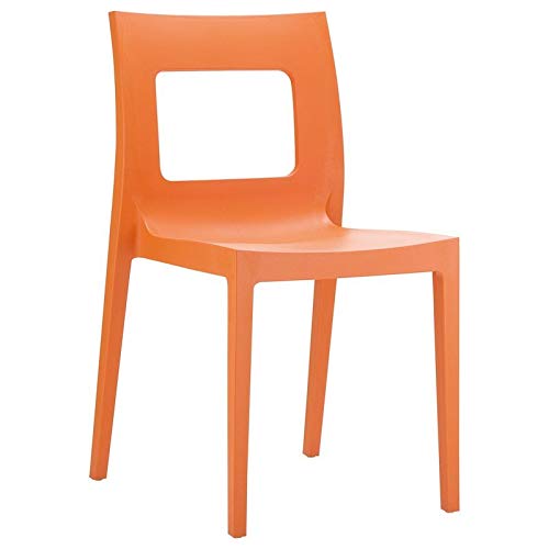 Pemberly Row Modern Outdoor Dining Chair in Orange - Perfect for Patio, Garden, and Poolside Relaxation
