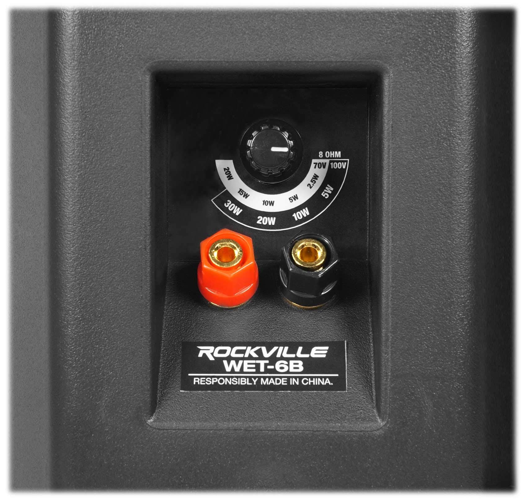 Rockville WET-6B 70V 6.5 Inch IP55 Waterproof Indoor Outdoor Wall Mount Speakers - Perfect for Restaurants, Pools, and Commercial Spaces
