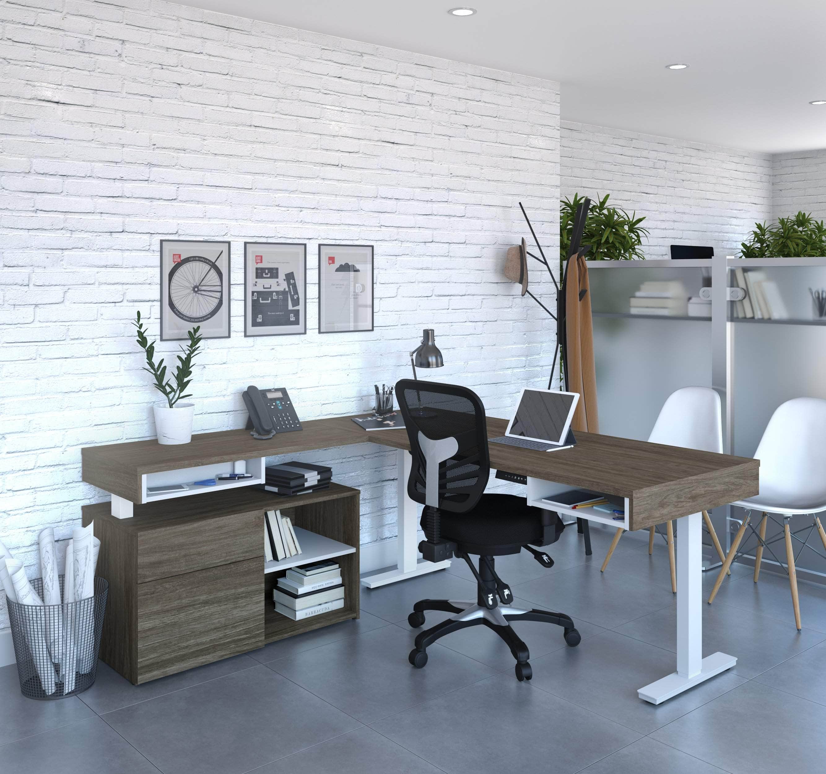 Viva 2-Piece L-Shaped Standing Desk & Credenza Set - 2 Color Options | Home Office & Workspace Solution