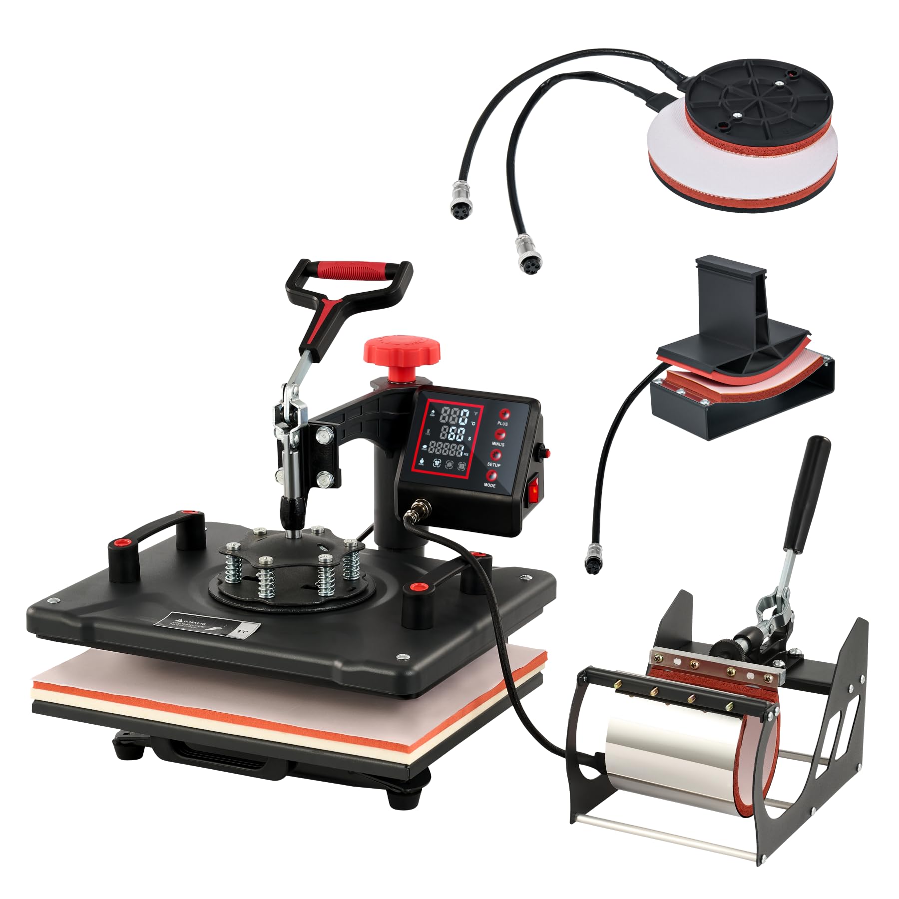CREWORKS 30x38cm (12x15 Inch) Professional 5-in-1 Swing Away Heat Press Machine for T-Shirts, Hats, Mugs, Mouse Pads & Tote Bags - Sublimation Transfer Printing Equipment for DIY, Small Business & Charity Events (Home & Commercial Use)