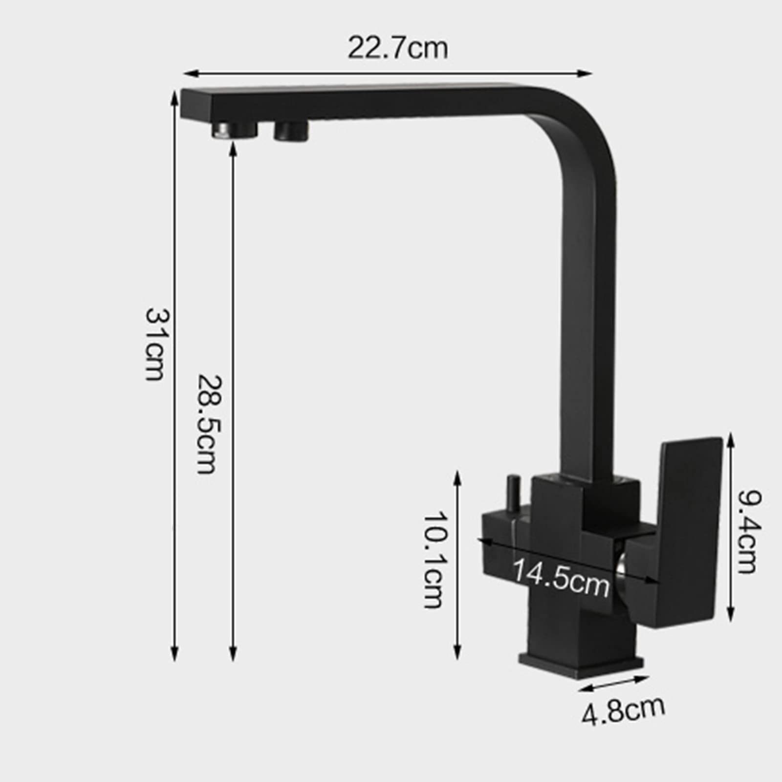 3-Way Black Kitchen Faucet with Hot/Cold Water for Sink