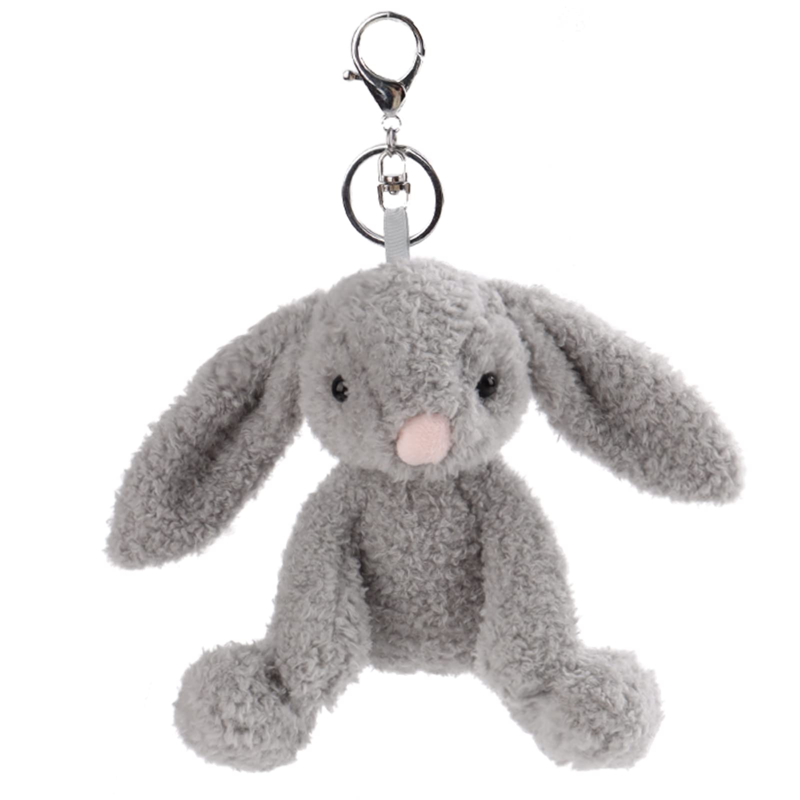 Soft Gray Bunny Rabbit Plush Stuffed Animal Keychain - Cute Apricot Lamb Toy for Kids (6 Inches) - Perfect for Bags, Purses, Backpacks & Handbags | Adorable Gift for Birthdays & Travel Accessories