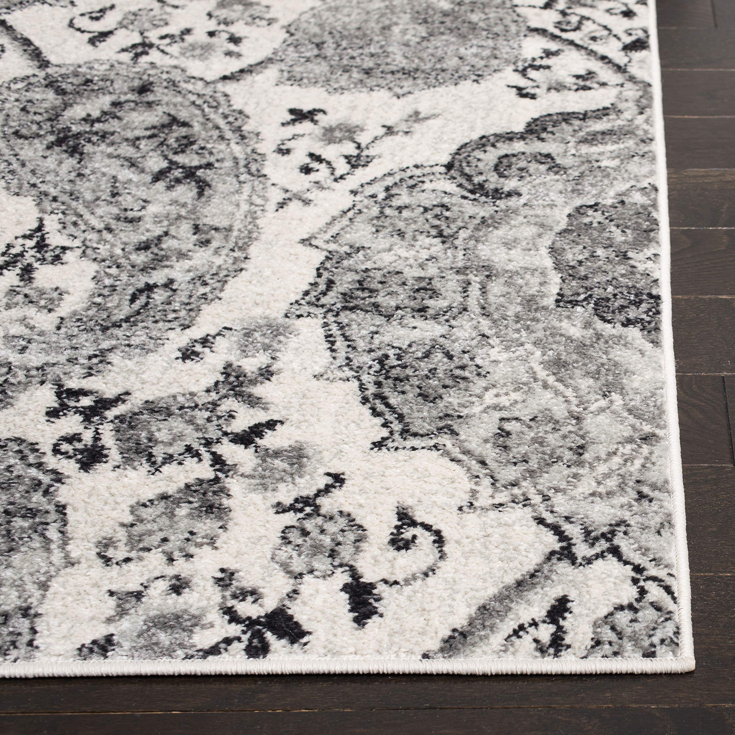 SAFAVIEH Madison Collection 9'x9' Square Cream & Silver Area Rug - Boho Chic Paisley Design, Non-Shedding, Soft & Durable - Perfect for Living Room, Bedroom, Dining Room or Home Office Decor