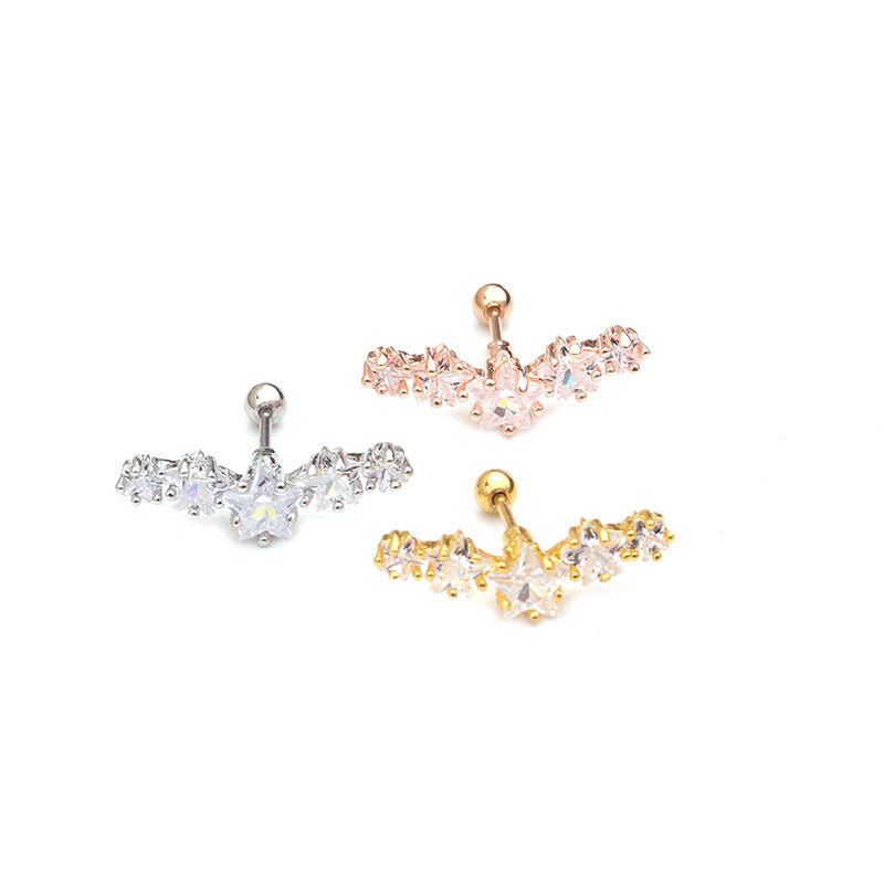 20G Rose Gold Star Conch Helix Stud Earrings for Cartilage Piercing - Hypoallergenic Body Jewelry for Women | Perfect for Everyday Wear, Parties & Special Occasions