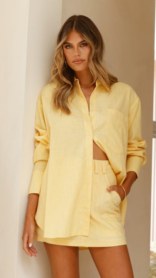 Charla Mini Skort for Women - Stylish Yellow Tennis Skirt with Built-in Shorts | Perfect for Sports, Running, Gym & Casual Wear