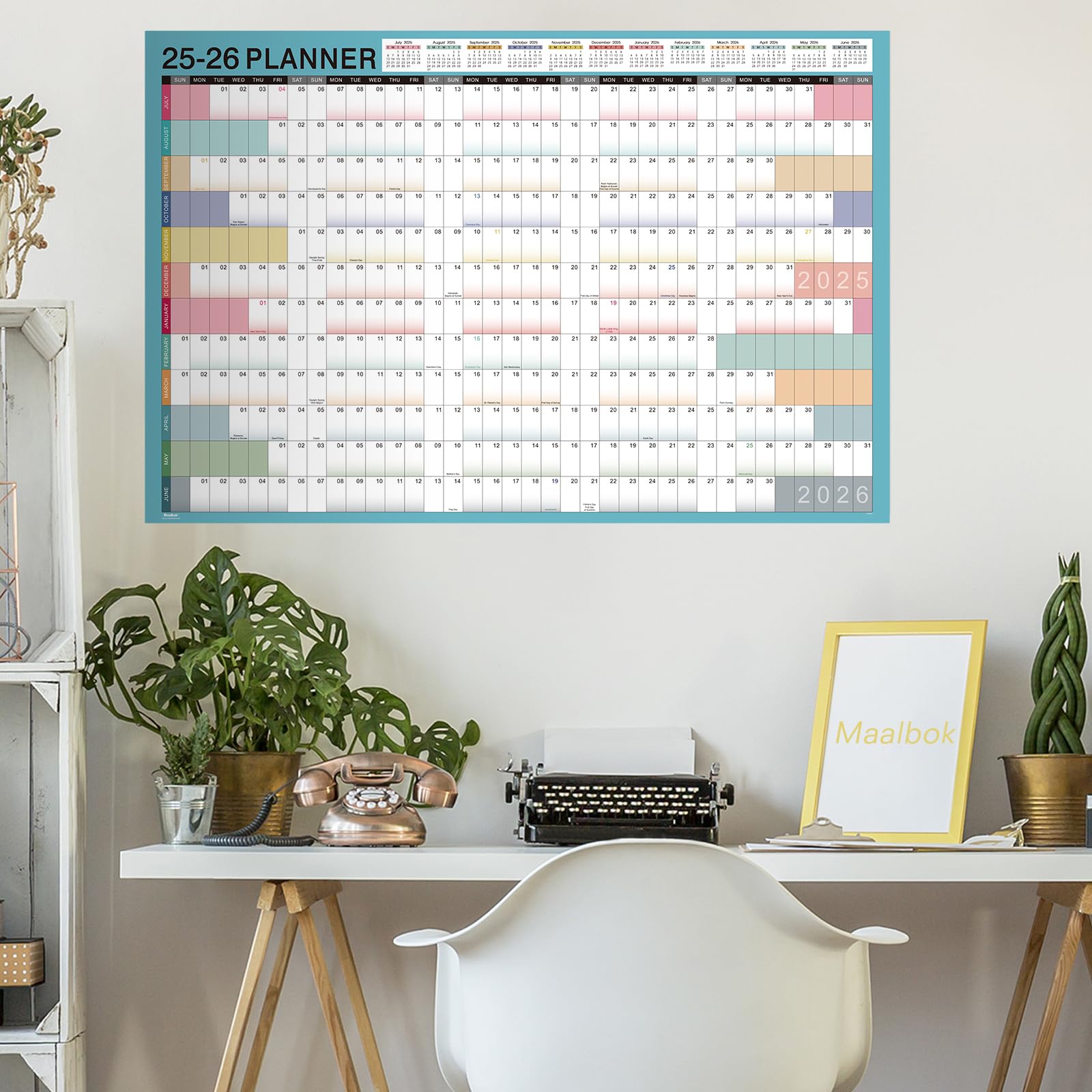 2025-2026 Large Wall Calendar with Julian Dates | 23.1
