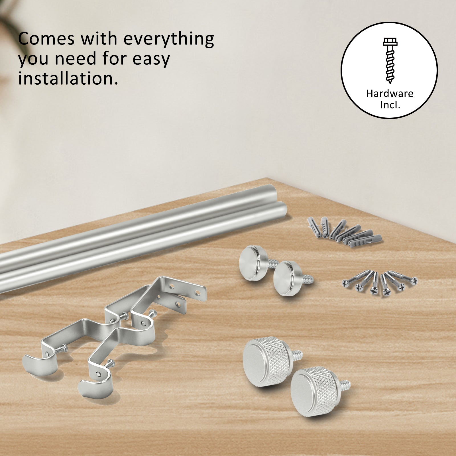 Urbanest 5/8 Inch Adjustable Double Drapery Curtain Rod Set with Maniglia Finials - 28-48/48-84/84-120 Inches - Gun Metal, Pewter, Matte Gold - Perfect for Living Room, Bedroom & Window Decor