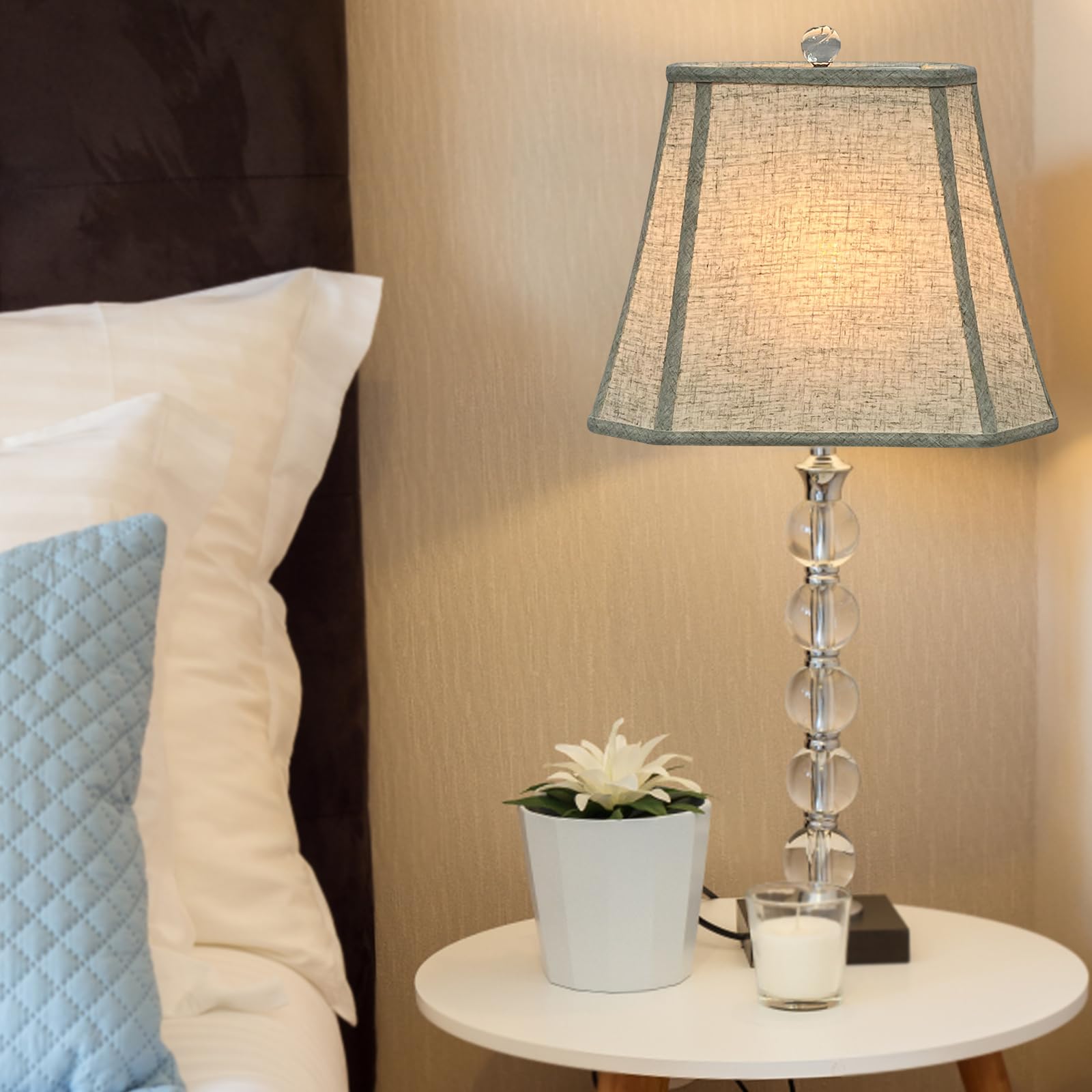 TOOTOO STAR 6x9 to 11x14 Inch Linen Lamp Shade - Bell Cut Corner Design for Table & Floor Lamps - Replaceable Fabric Lampshade - Perfect for Living Room, Bedroom & Office Decor