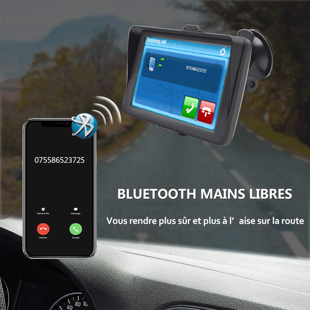 7 Inch Europe52 Car GPS Navigation System - Touch Screen, Bluetooth, Backup Camera - Automatic Maps for Heavy Vehicles & Trucks | Perfect for Long-Distance Trucking & Fleet Management