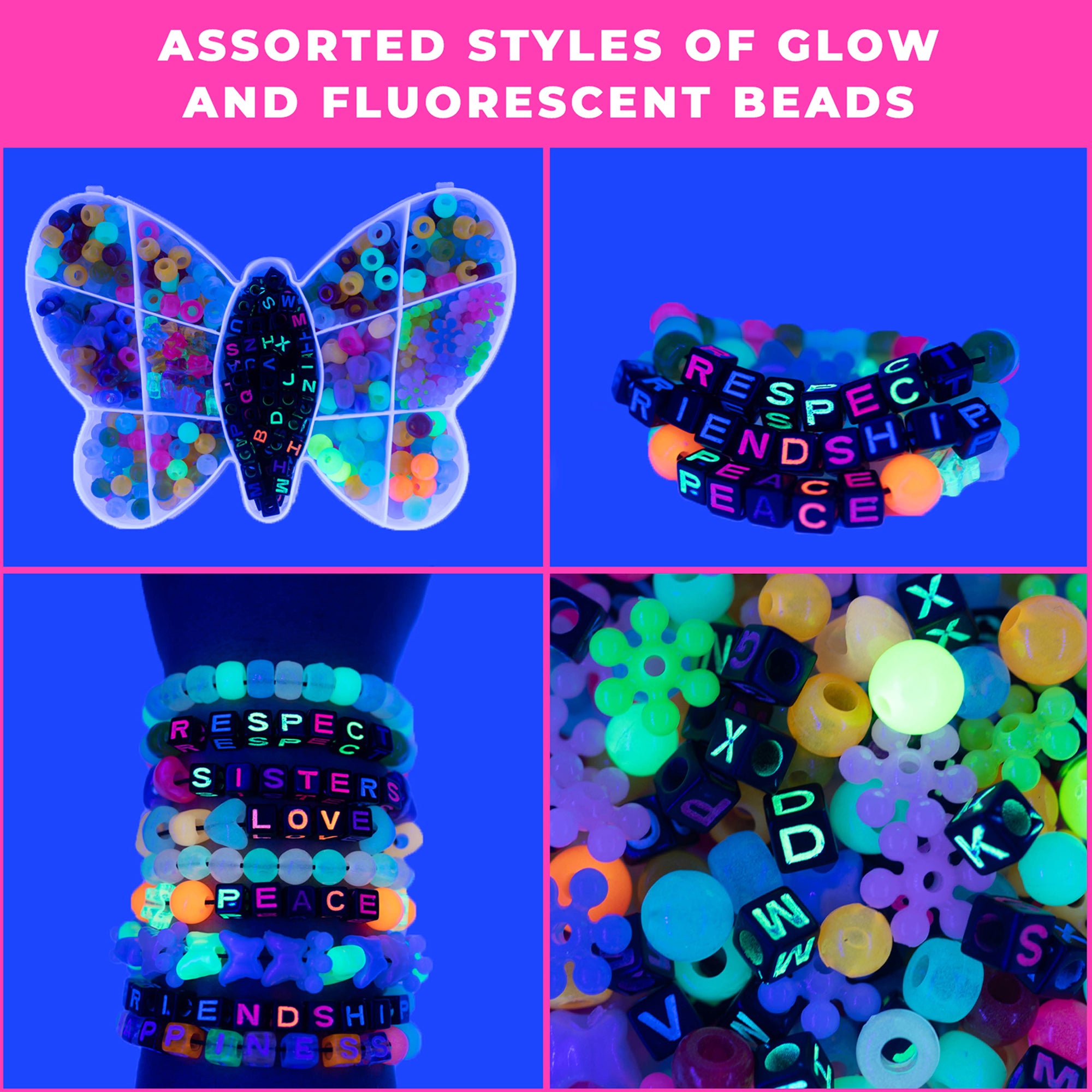 400 Pack Glow in the Dark Beads - Neon Bright DIY Craft Beads for Jewelry Making, Bracelets, Necklaces & Party Decorations (Perfect for Kids Crafts, Nighttime Events & Halloween Costumes)