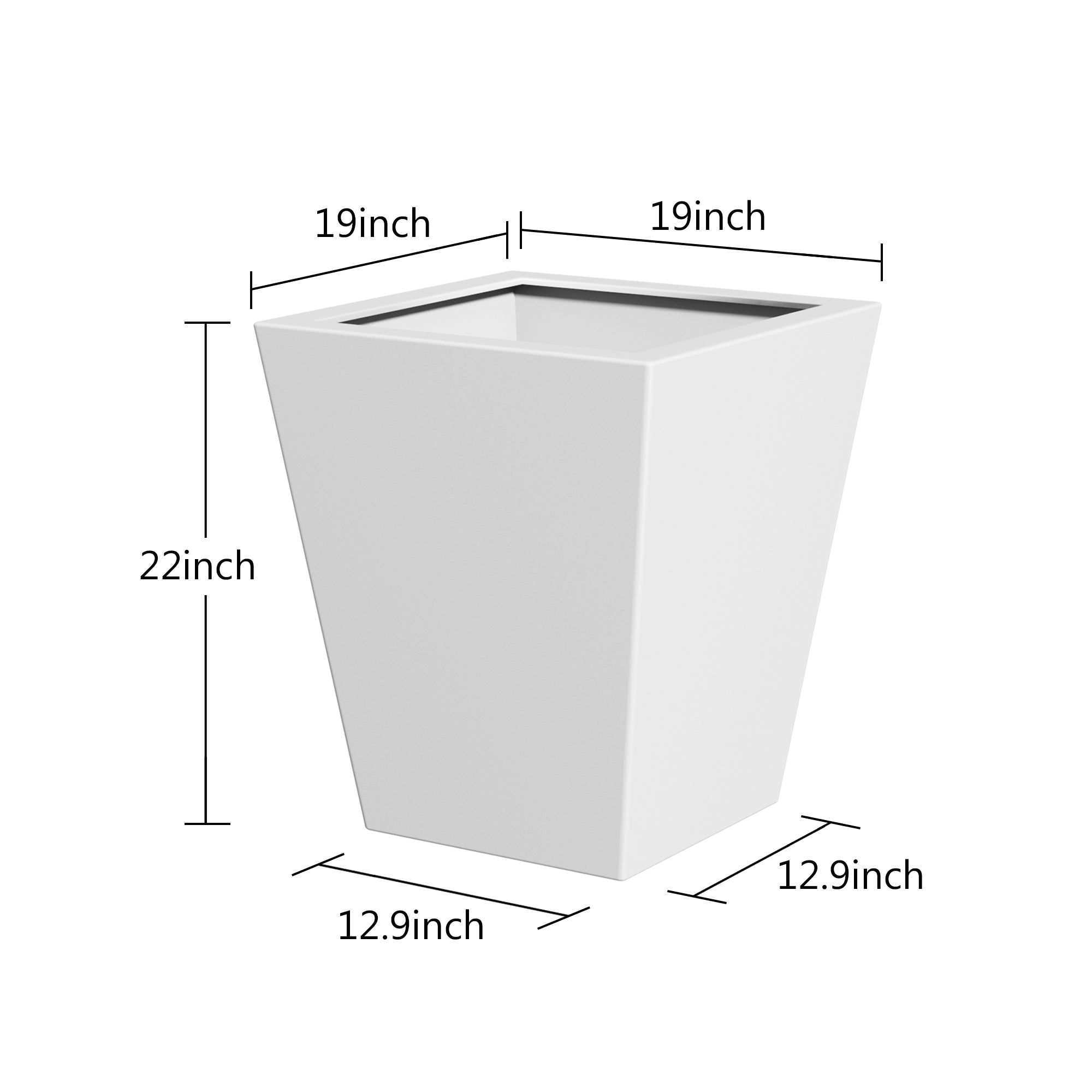 22 Inch Tall Metal Tapered Planter - Large Outdoor & Indoor Garden Pot with Drainage Hole & Rubber Plug, Modern Decorative Flower Pot for Home, Patio, Balcony & Office Decor