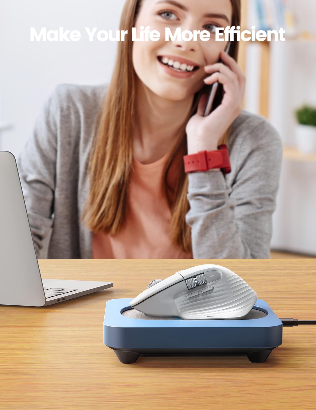 Undetectable Mouse Jiggler - Adjustable Interval Mouse Mover with LED Display & Large Turntable | Random Movement for PC/Laptop | Keep Computer Active | Perfect for Remote Work, Online Meetings & Office Productivity