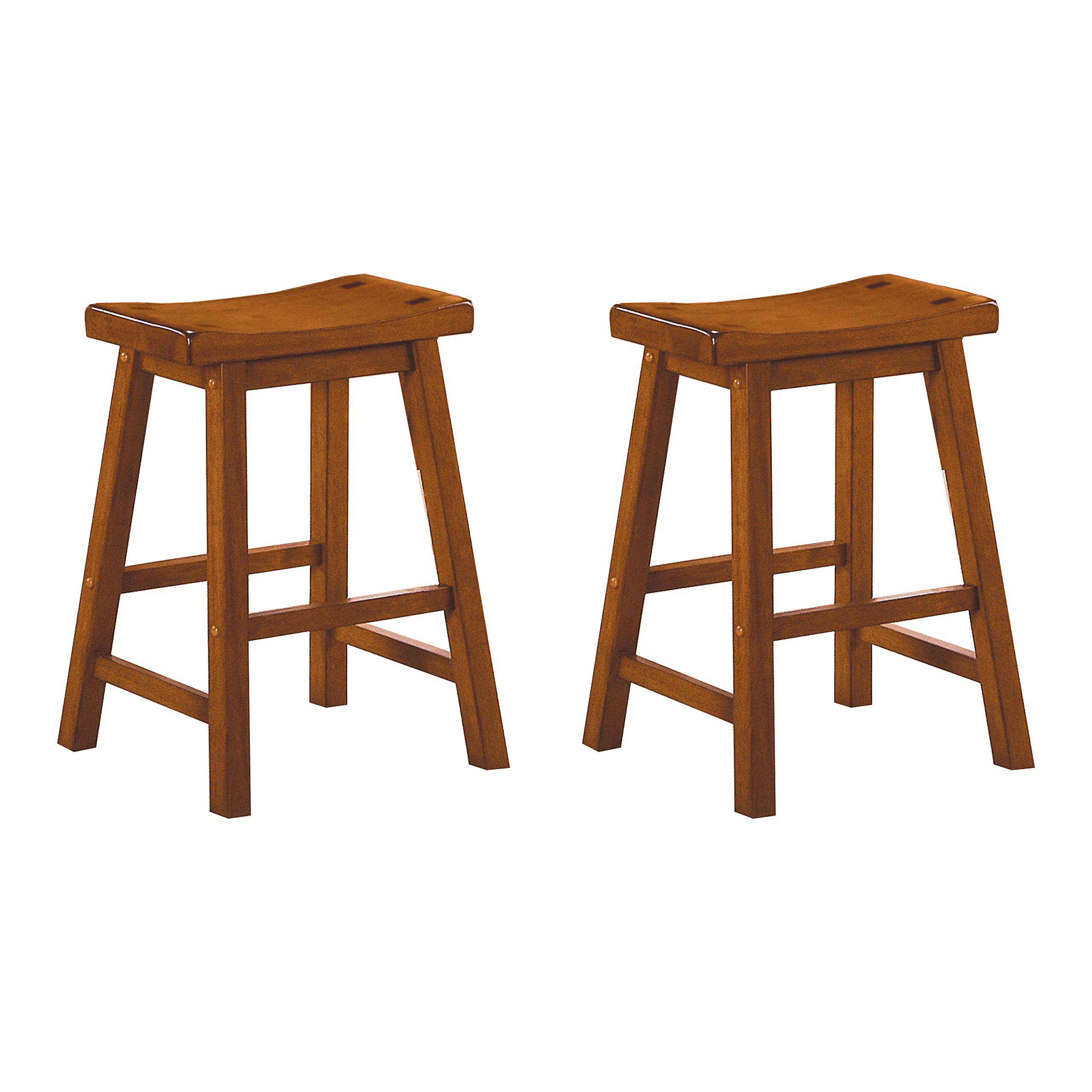 Lexicon Victoria Saddle Solid Wood Counter Height Bar Stool Set of 2 - 23.5