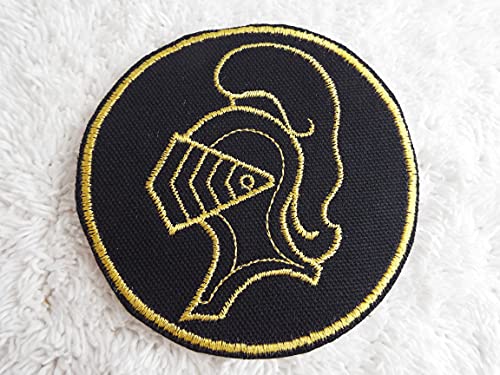 Medieval Knight's Helmet Iron-On Embroidered Patch for Jackets, Bags & Costumes - Vintage Crusader Armor Sew-On Badge DIY Craft