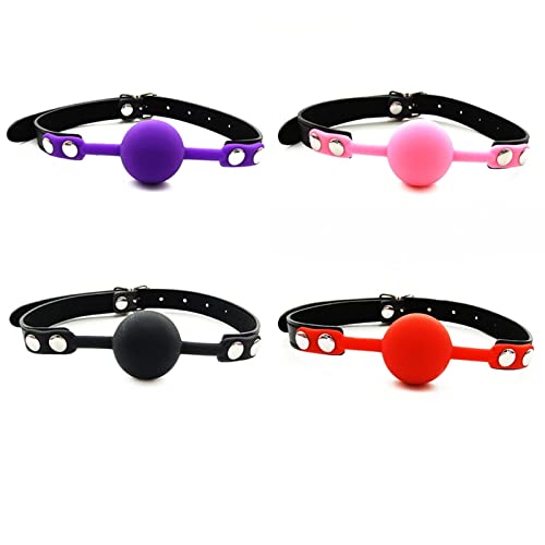 Soft Silicone BDSM Ball Gag for Women - Purple Open Mouth Gag Toy for Safe & Comfortable Play - Perfect for Roleplay, Bondage, and Sensory Exploration