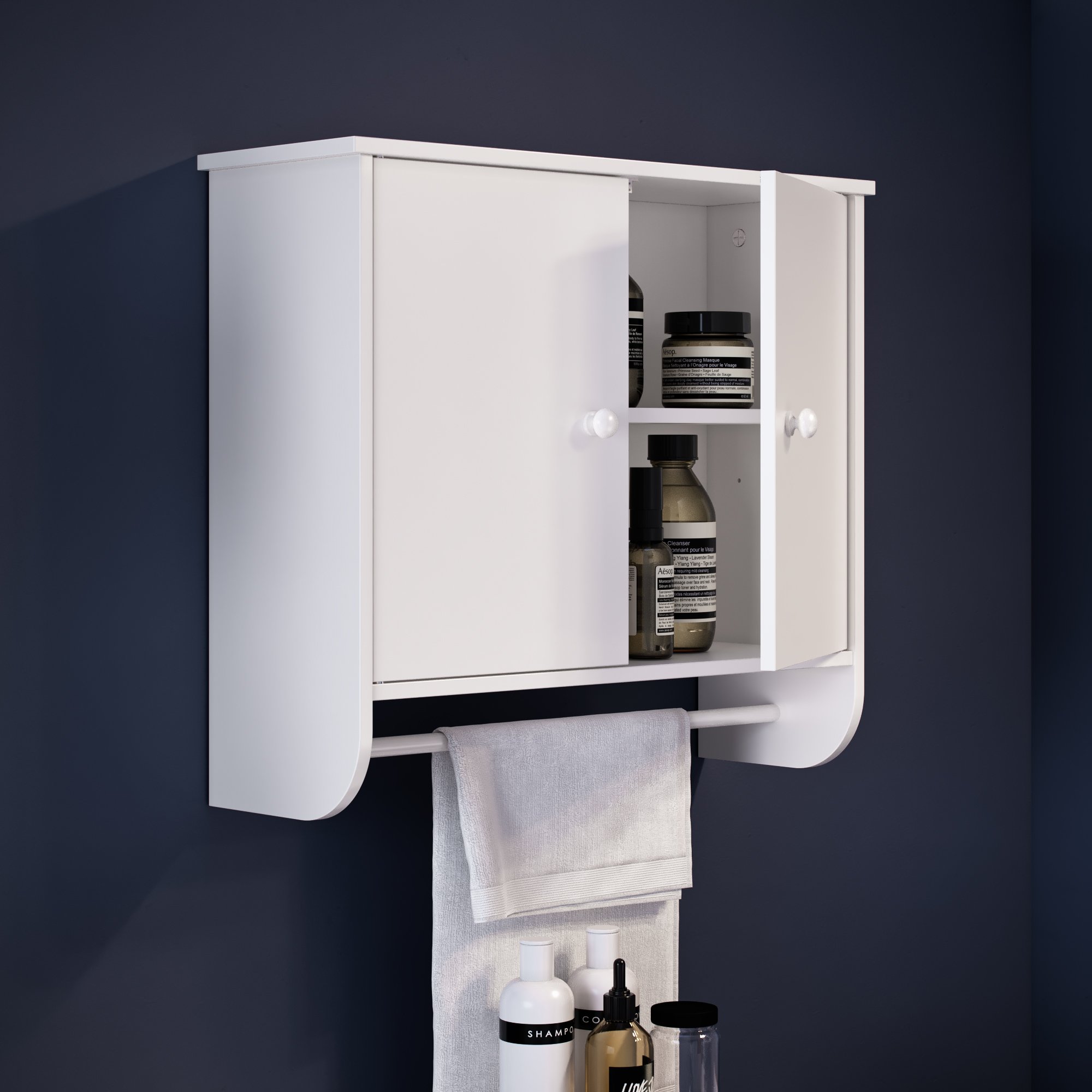 White Medford Wall Cabinet - Two-Door Storage for Kitchen & Bathroom