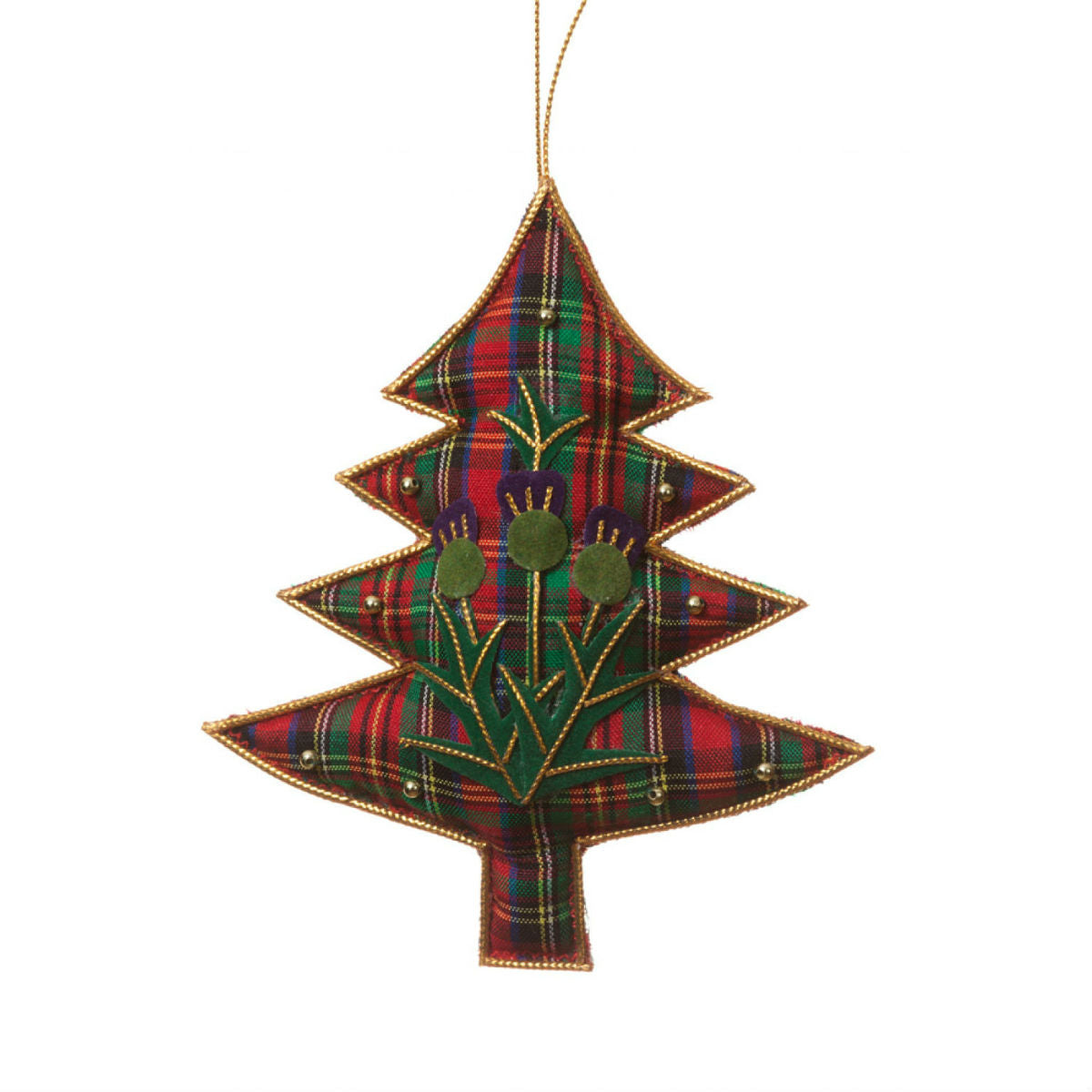 Tartan Christmas Tree with Thistles Ornament - Scottish Holiday Decor for Home, Office & Festive Parties | Perfect for Xmas Tree, Mantel & Gift Giving