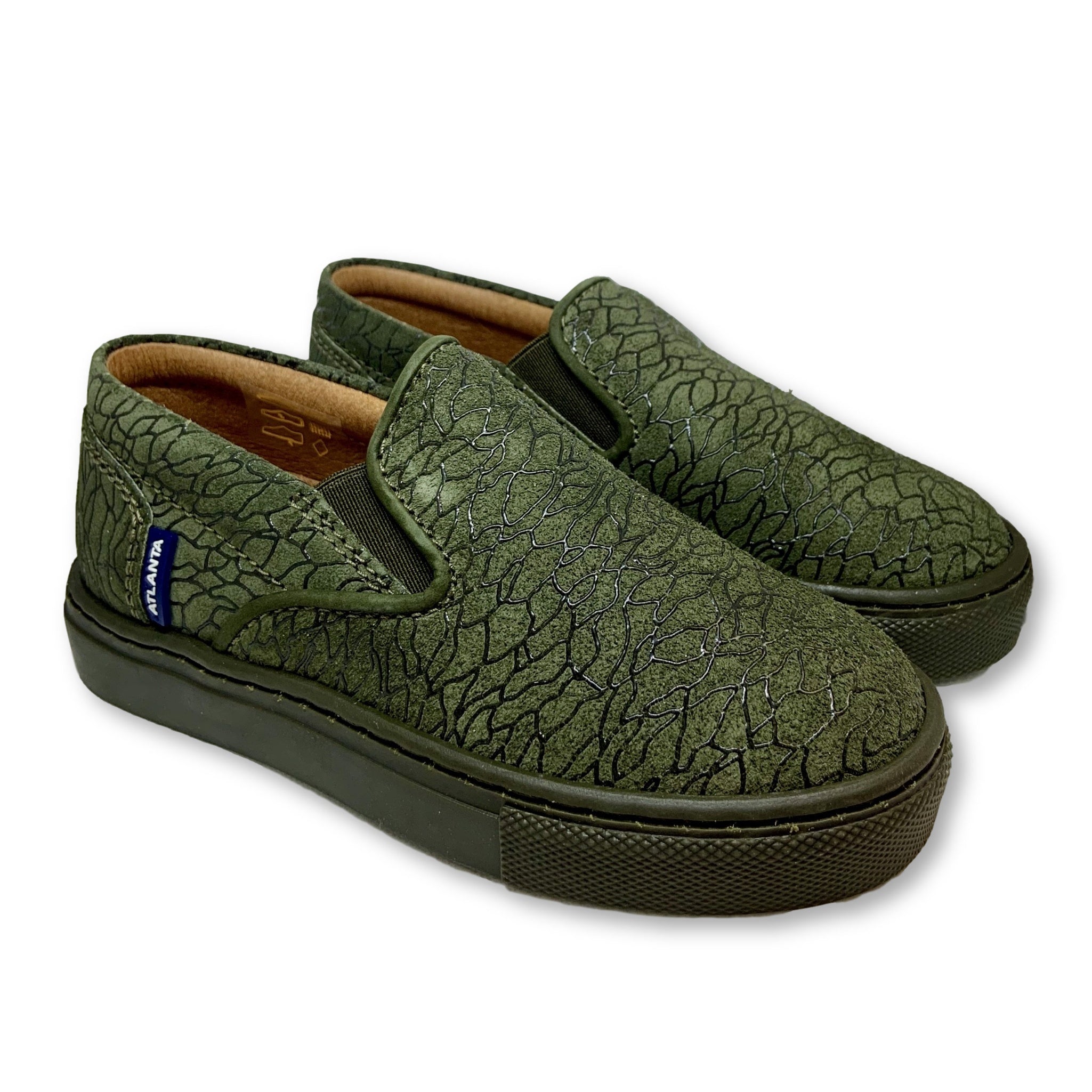 Atlanta Moccasin Slip-On Sneakers for Men - Textured Leather Loafers in Hunter Green | Comfortable Casual Shoes for Work, Travel & Everyday Wear