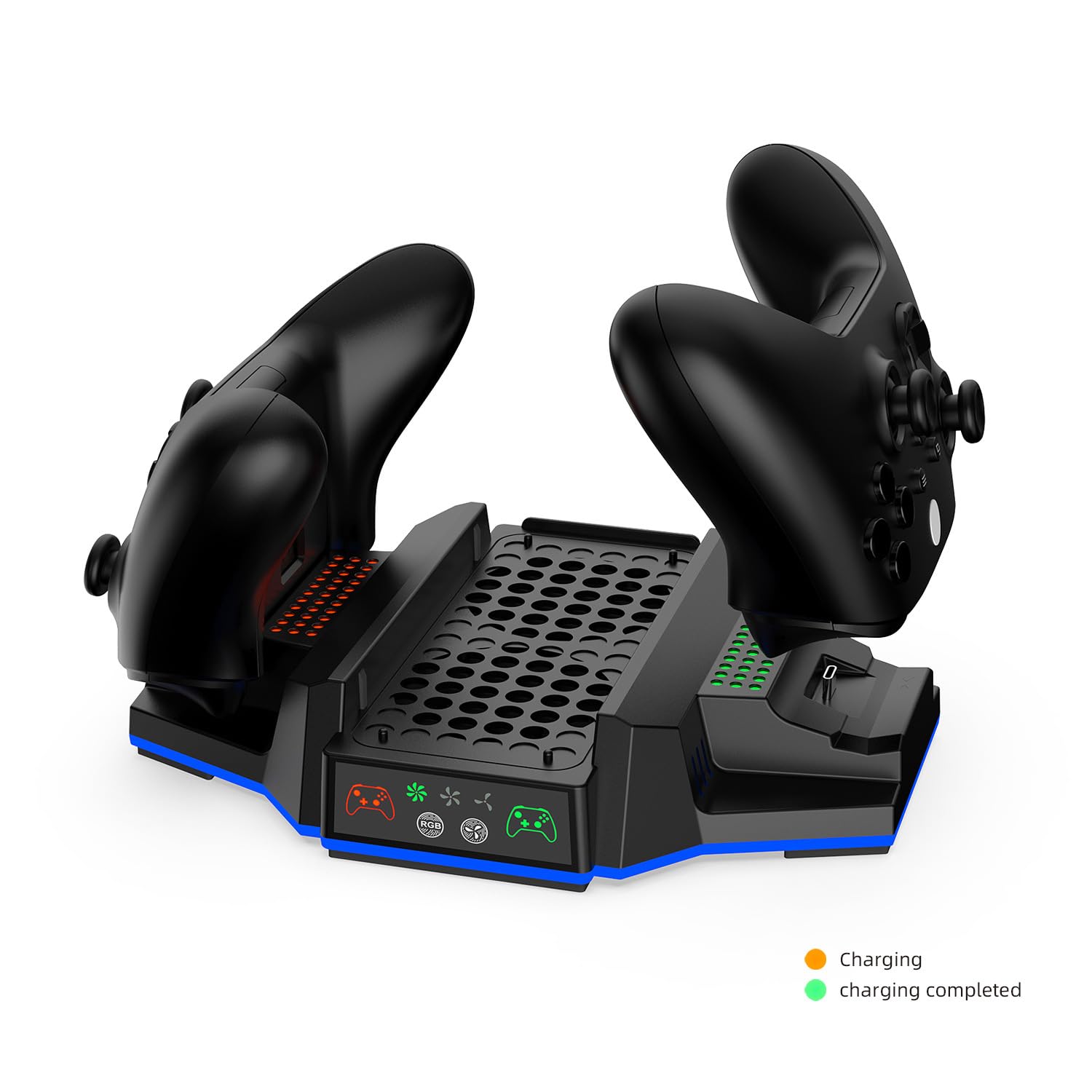 Xbox Series S Cooling Stand & Charging Station with RGB Lights - Dual Controller Charger, Cooling Fan Accessory & 2 Rechargeable Battery Packs (Black) - Perfect for Gaming Sessions & Console Protection