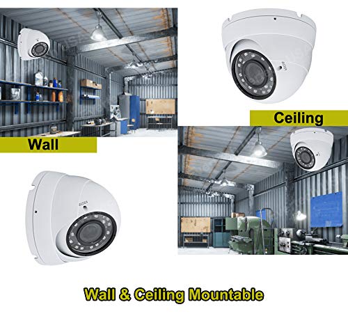 Evertech 1080p HD Security Dome Camera with 2.8-12mm Adjustable Lens | Wide Angle View | Night Vision | Indoor/Outdoor Surveillance | AHD/TVI/CVI/Analog 4-in-1 System | Perfect for Home, Office & Business Security Monitoring
