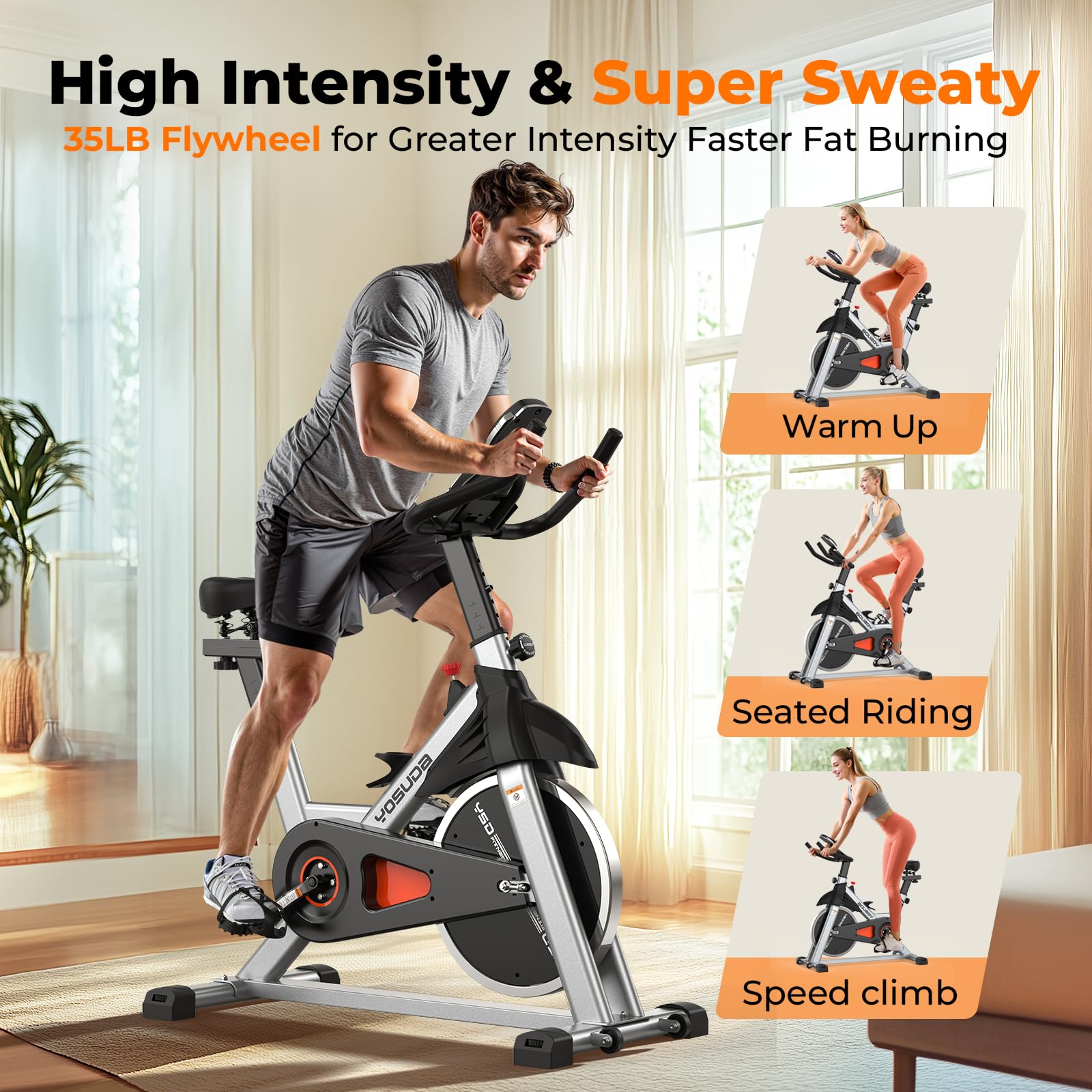 YOSUDA Magnetic Resistance Indoor Cycling Bike with Tablet Holder & Comfortable Seat Cushion - Quiet Brake System for Home Gym Workouts | Perfect for Cardio Training, Weight Loss & Apartment Fitness