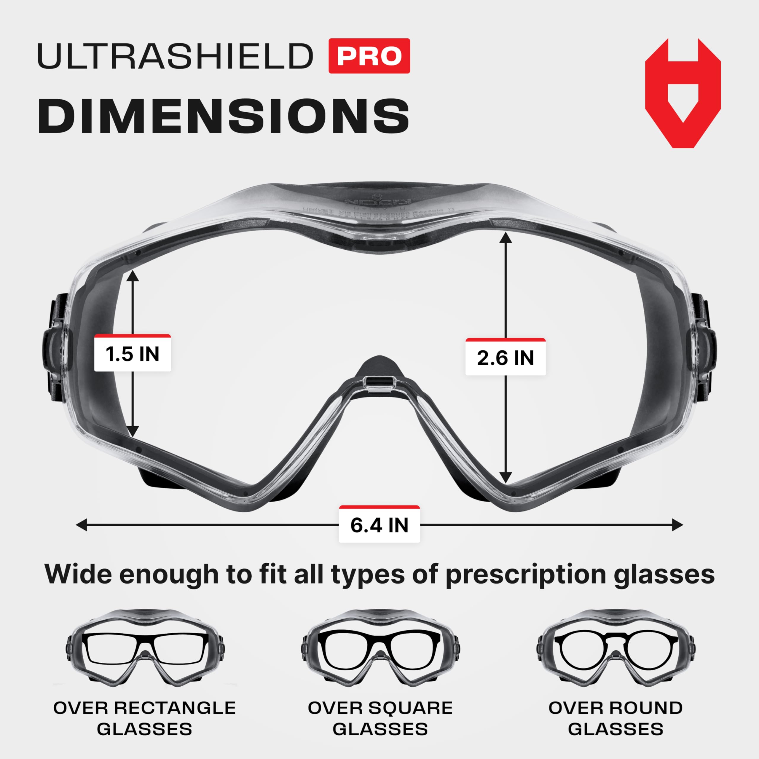 NoCry Safety Goggles Over Glasses - ANSI Z87.1 Certified, Anti-Fog & Anti-Scratch Lenses with UV380 Protection - Adjustable Strap for Extreme Impact Resistance - Perfect for Chemistry Lab, Woodworking, Construction & DIY Projects